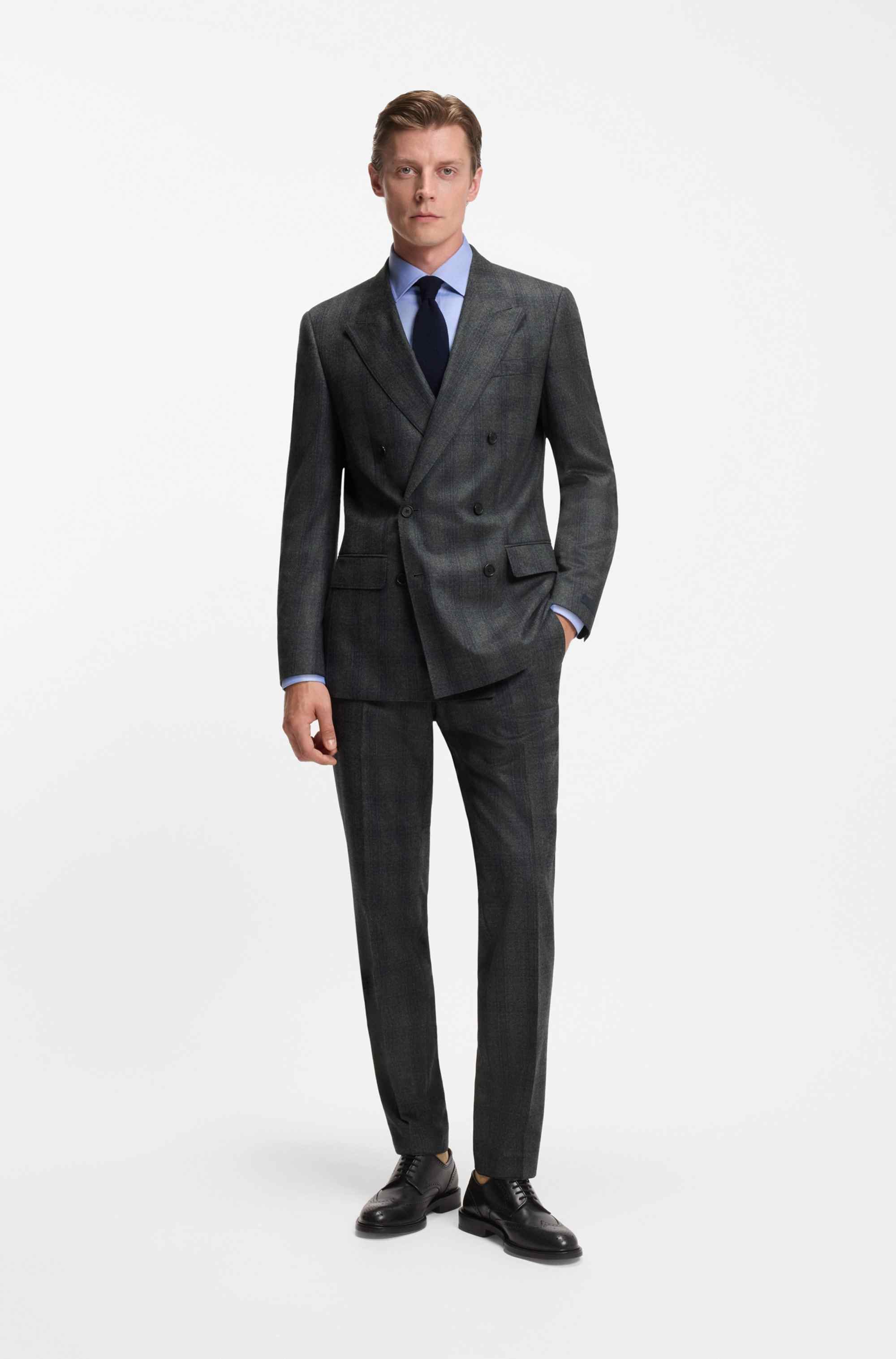BECKHAM x BOSS slim-fit suit jacket in checked wool
