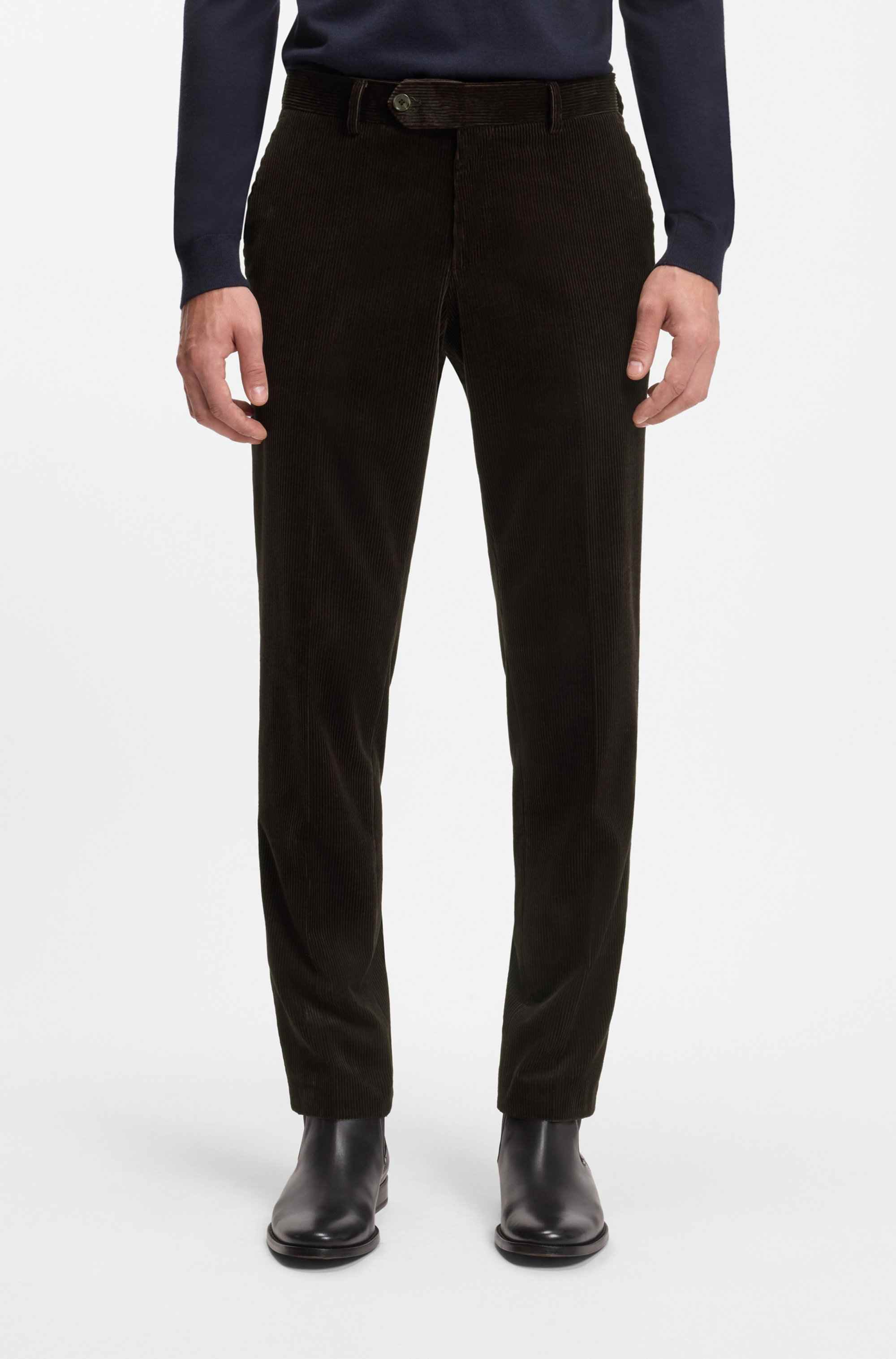 BECKHAM x BOSS pleat-front trousers in striped cotton