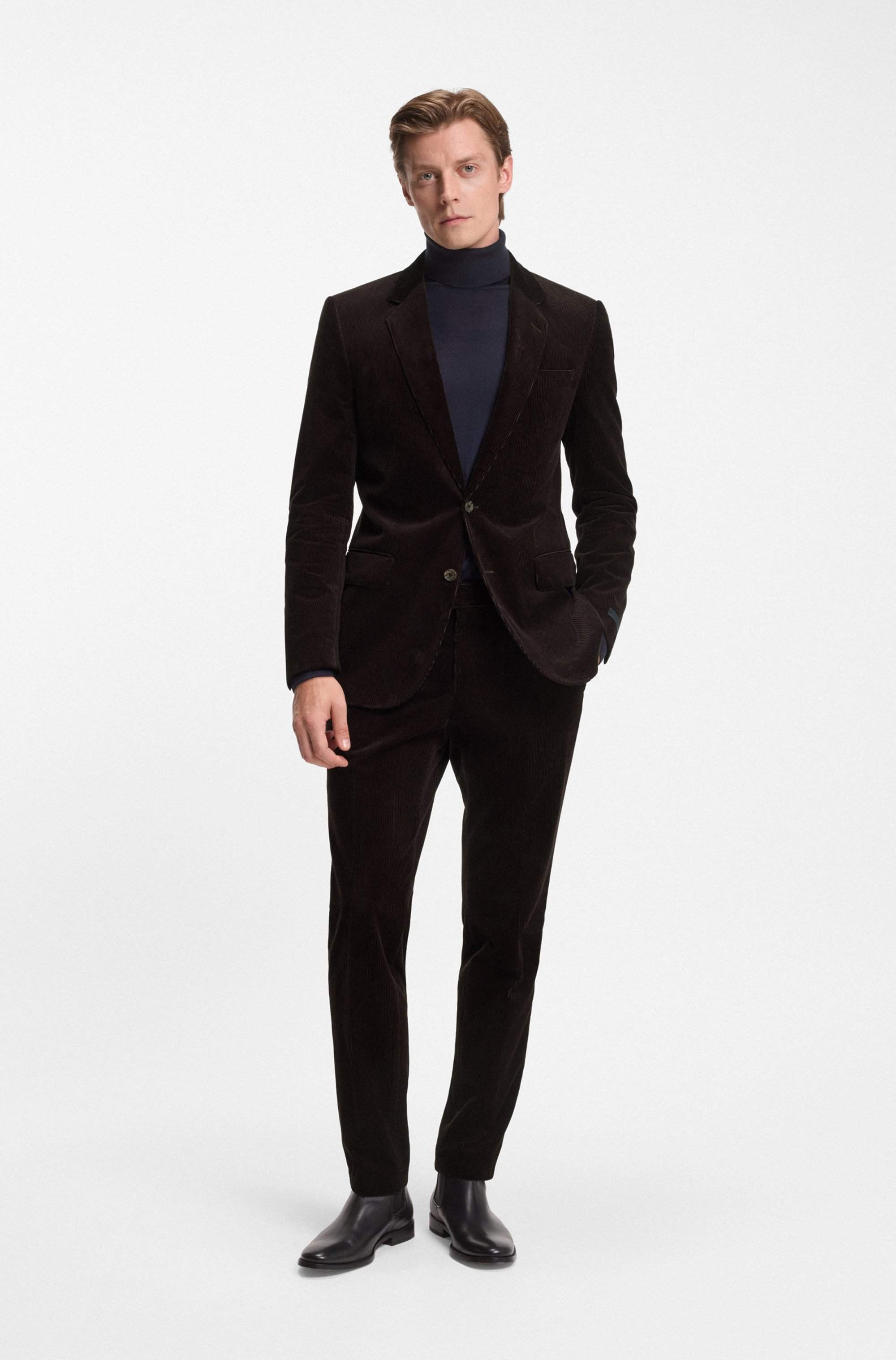 BECKHAM x BOSS pleat-front trousers in striped cotton