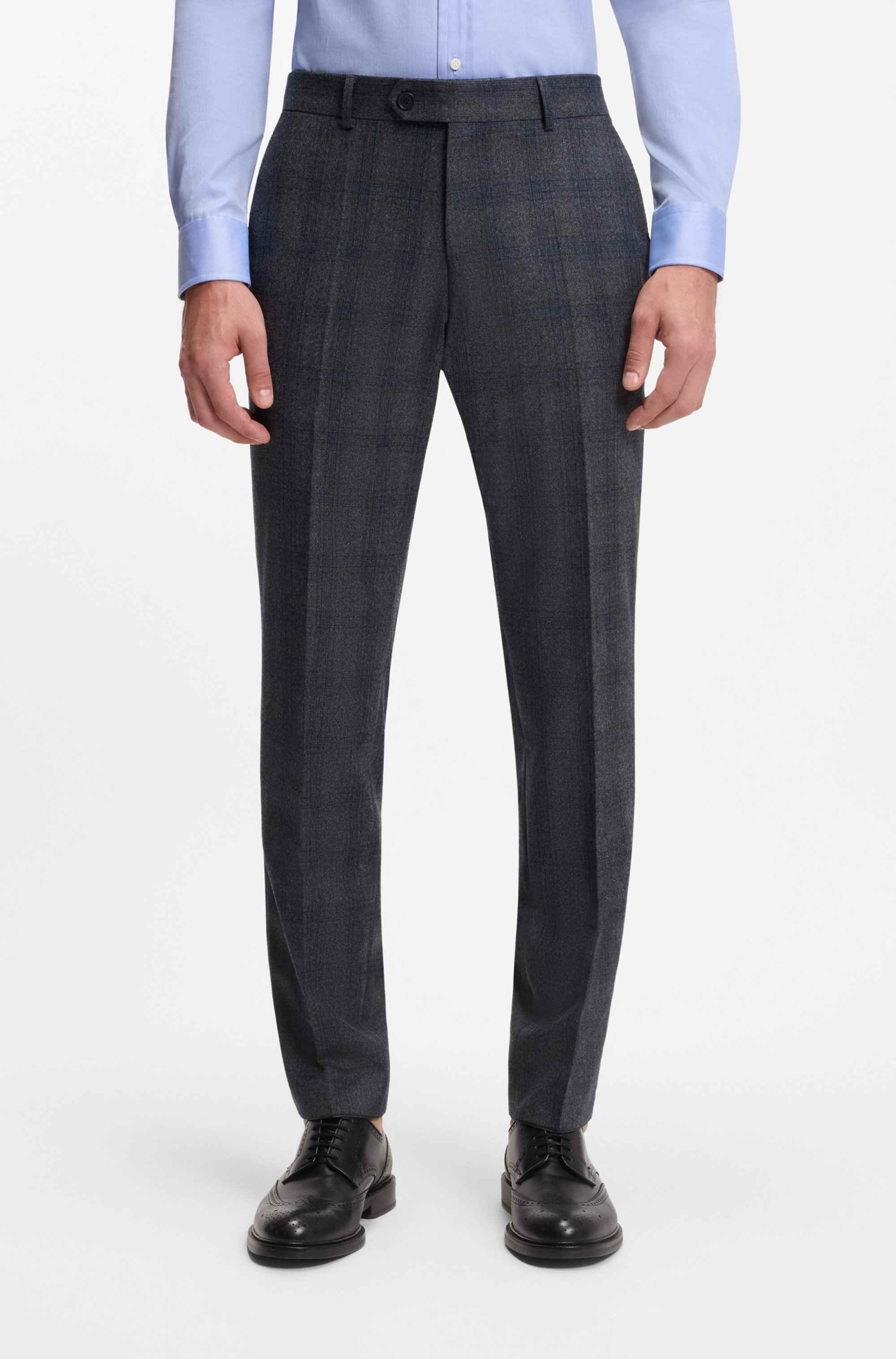 BECKHAM x BOSS slim-fit trousers in checked virgin wool