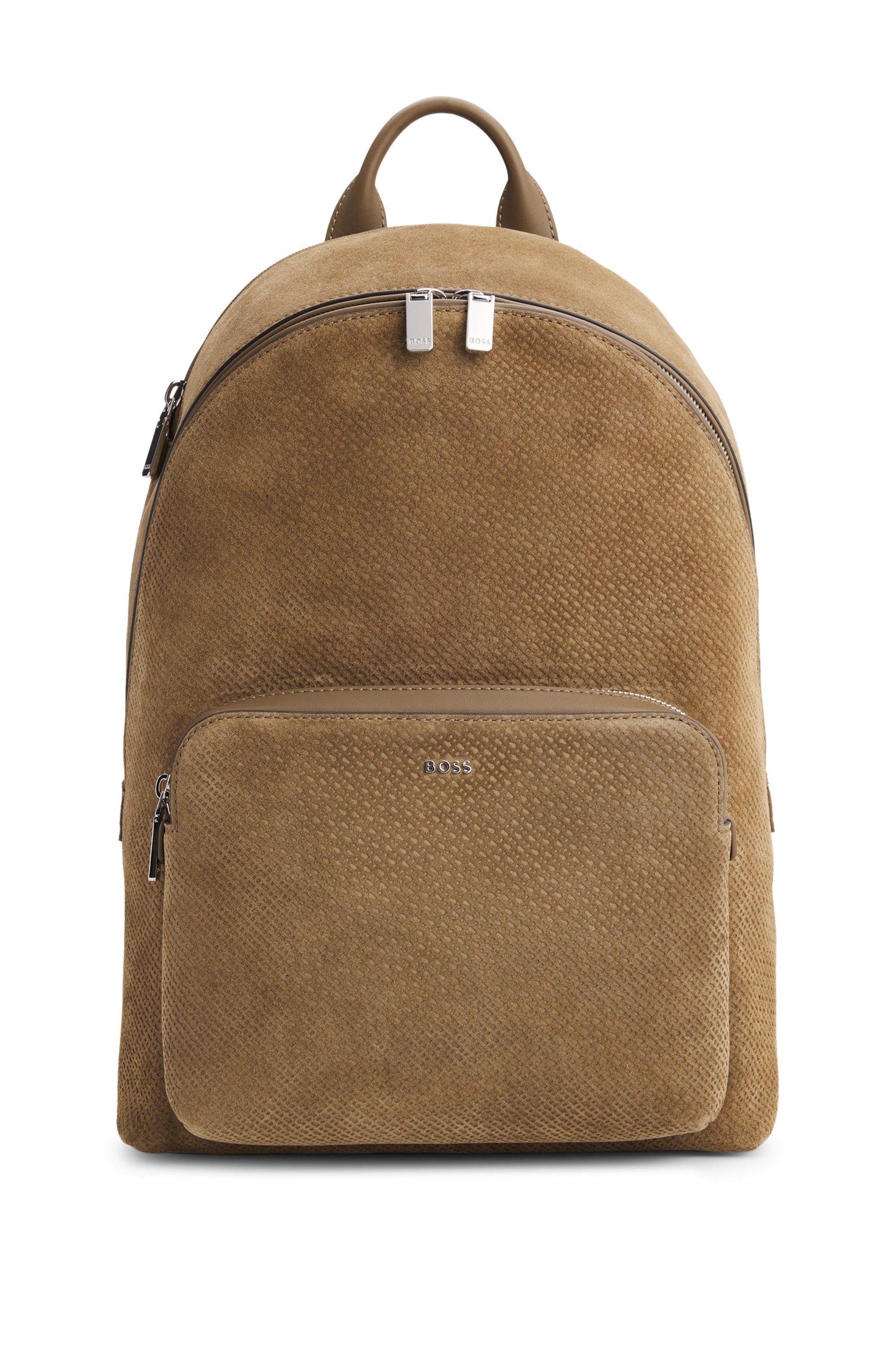 Backpack in monogram-embossed suede