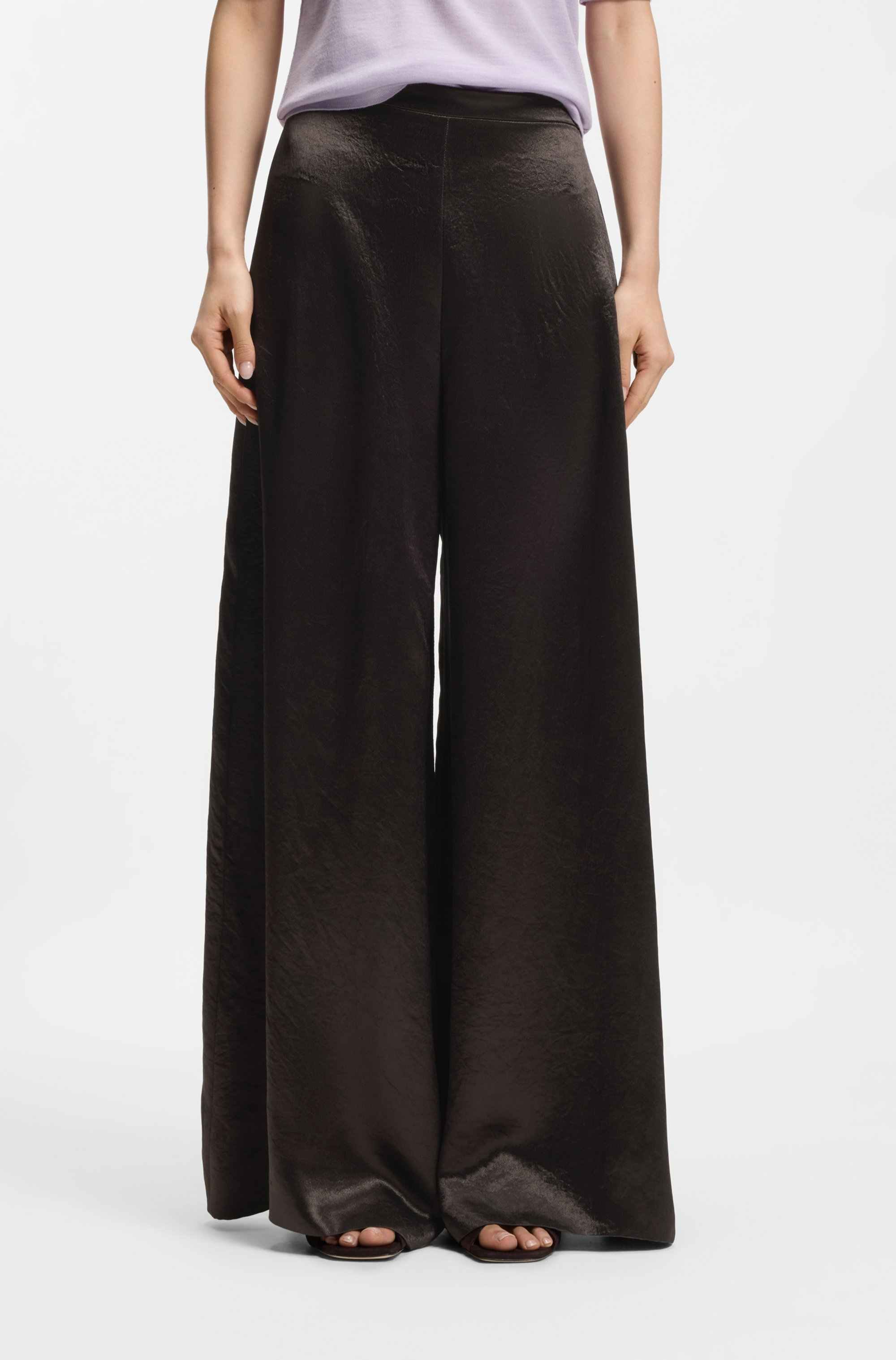 Relaxed-fit trousers in lustrous twill