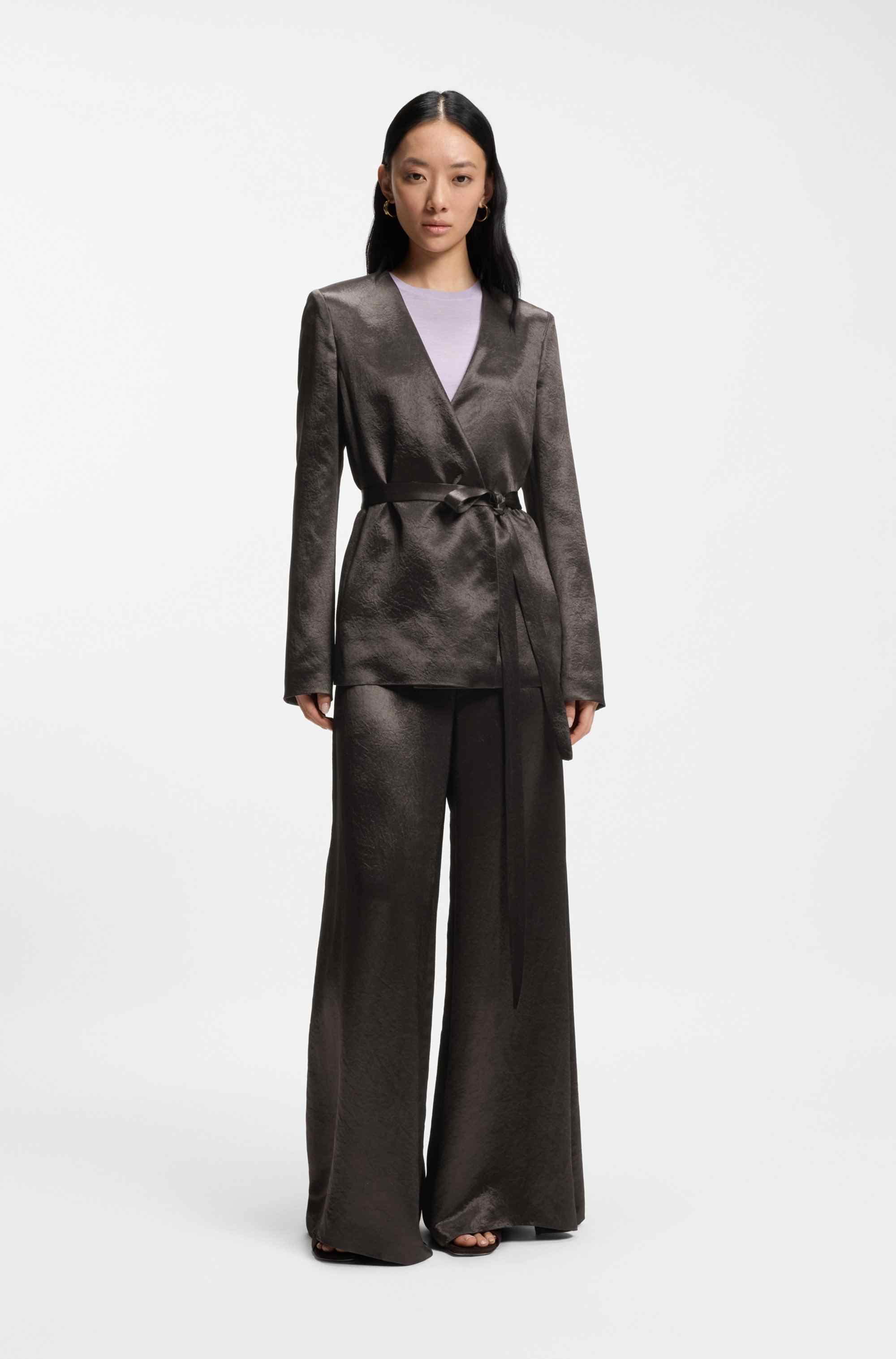Relaxed-fit trousers in lustrous twill