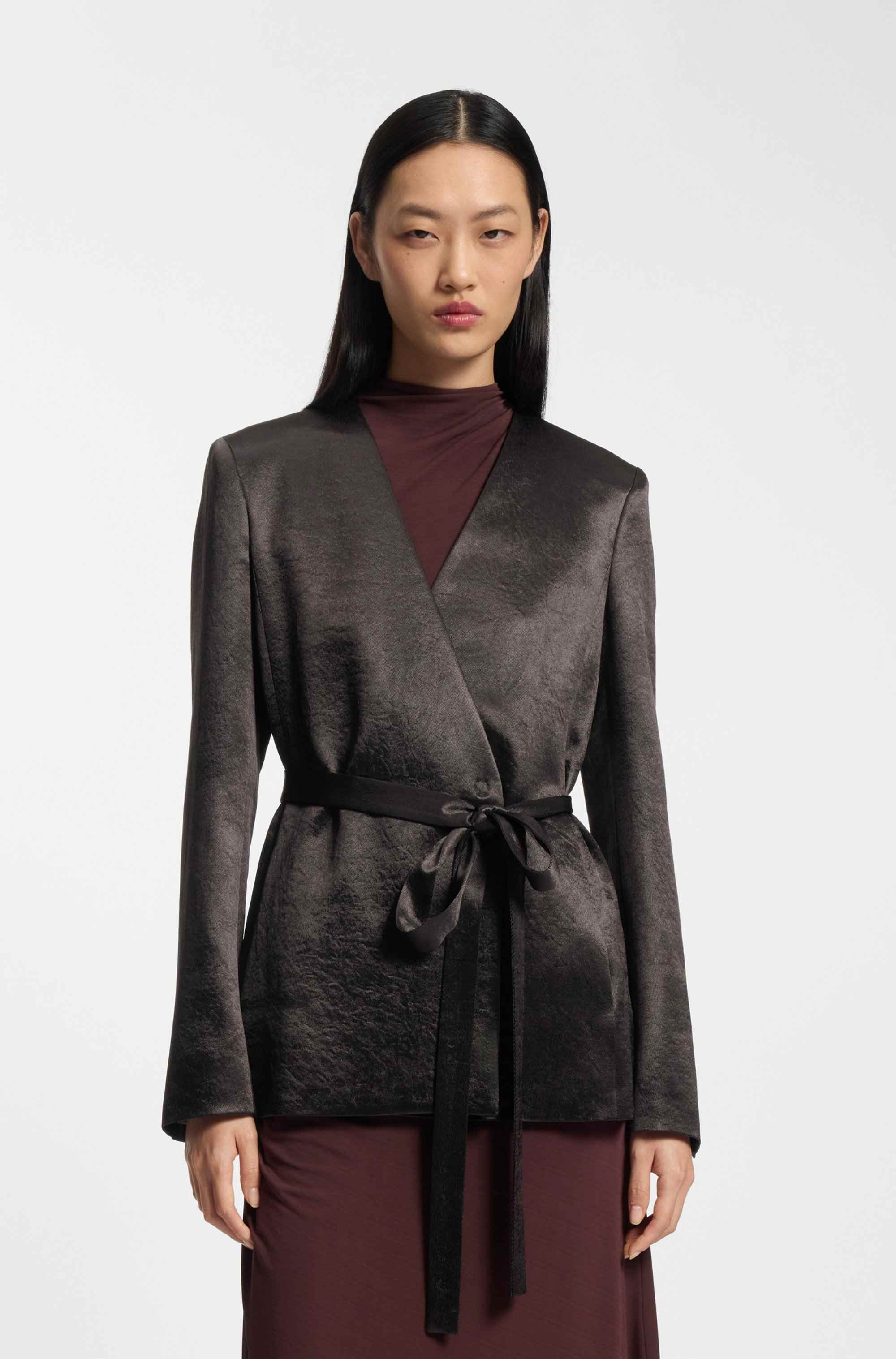 Slim-fit blazer in lustrous twill