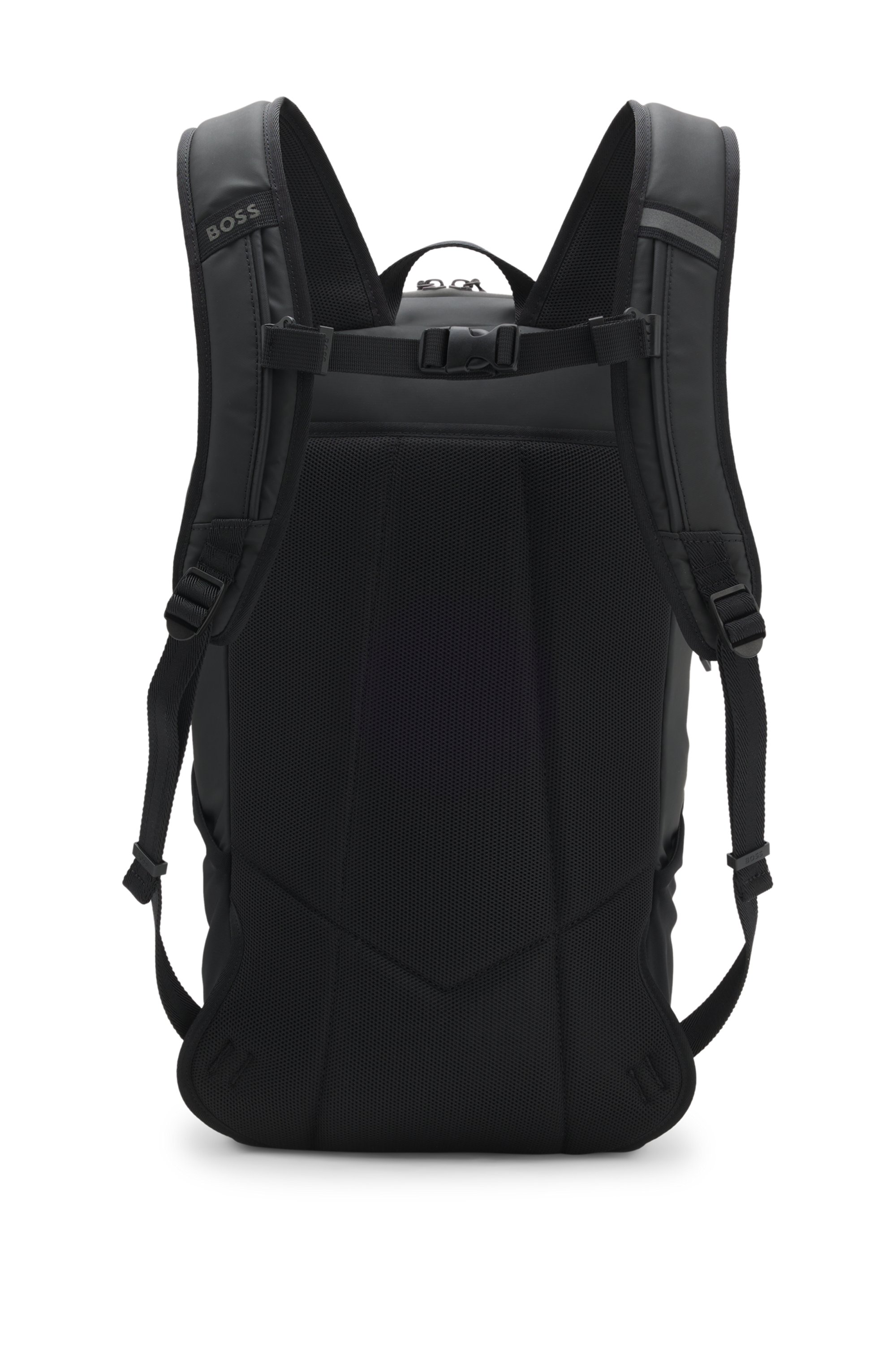 Faux-leather backpack with reflective details