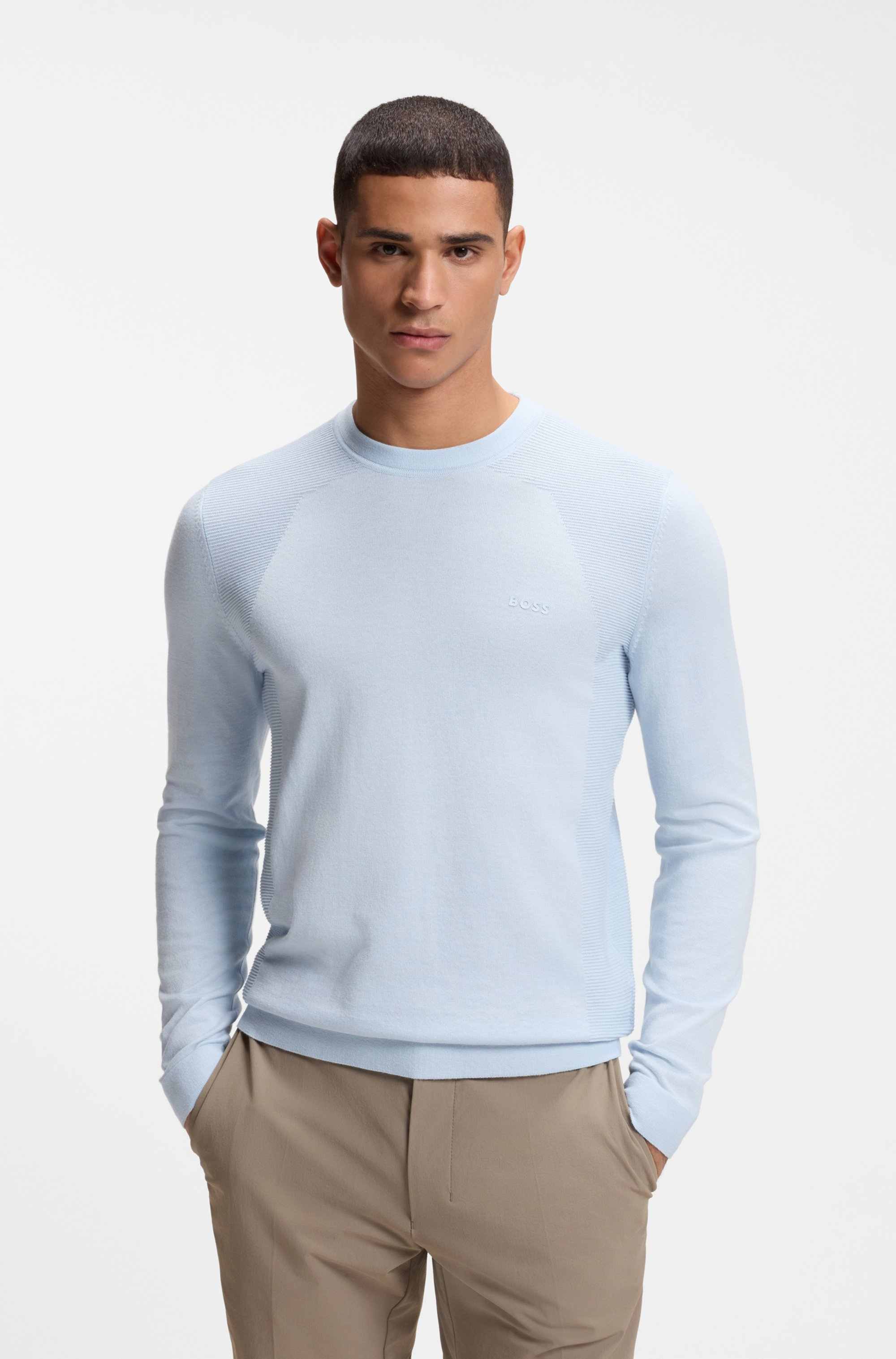 Cotton-blend sweater with bodymapping structure