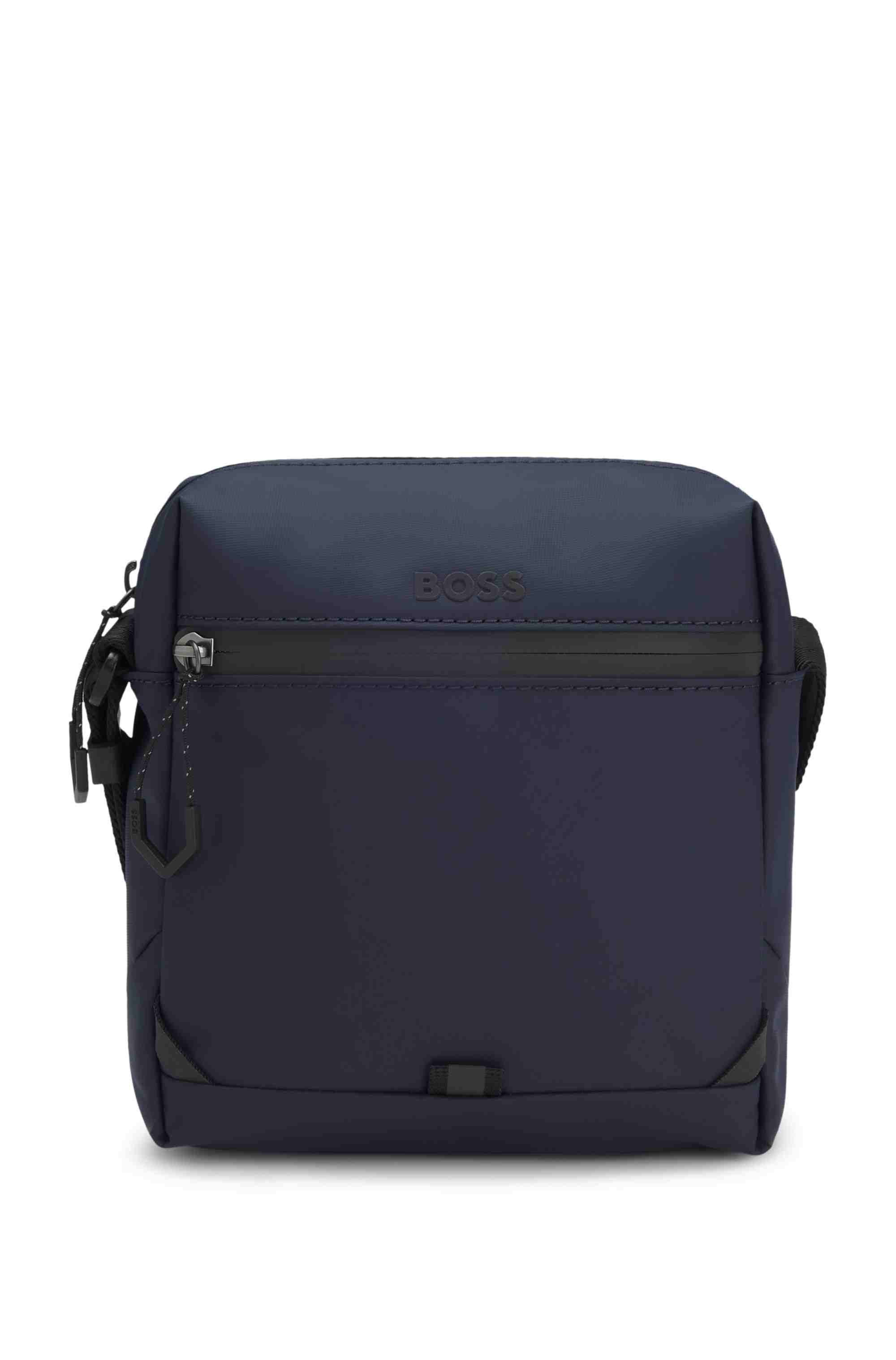 Faux-leather reporter bag with reflective details