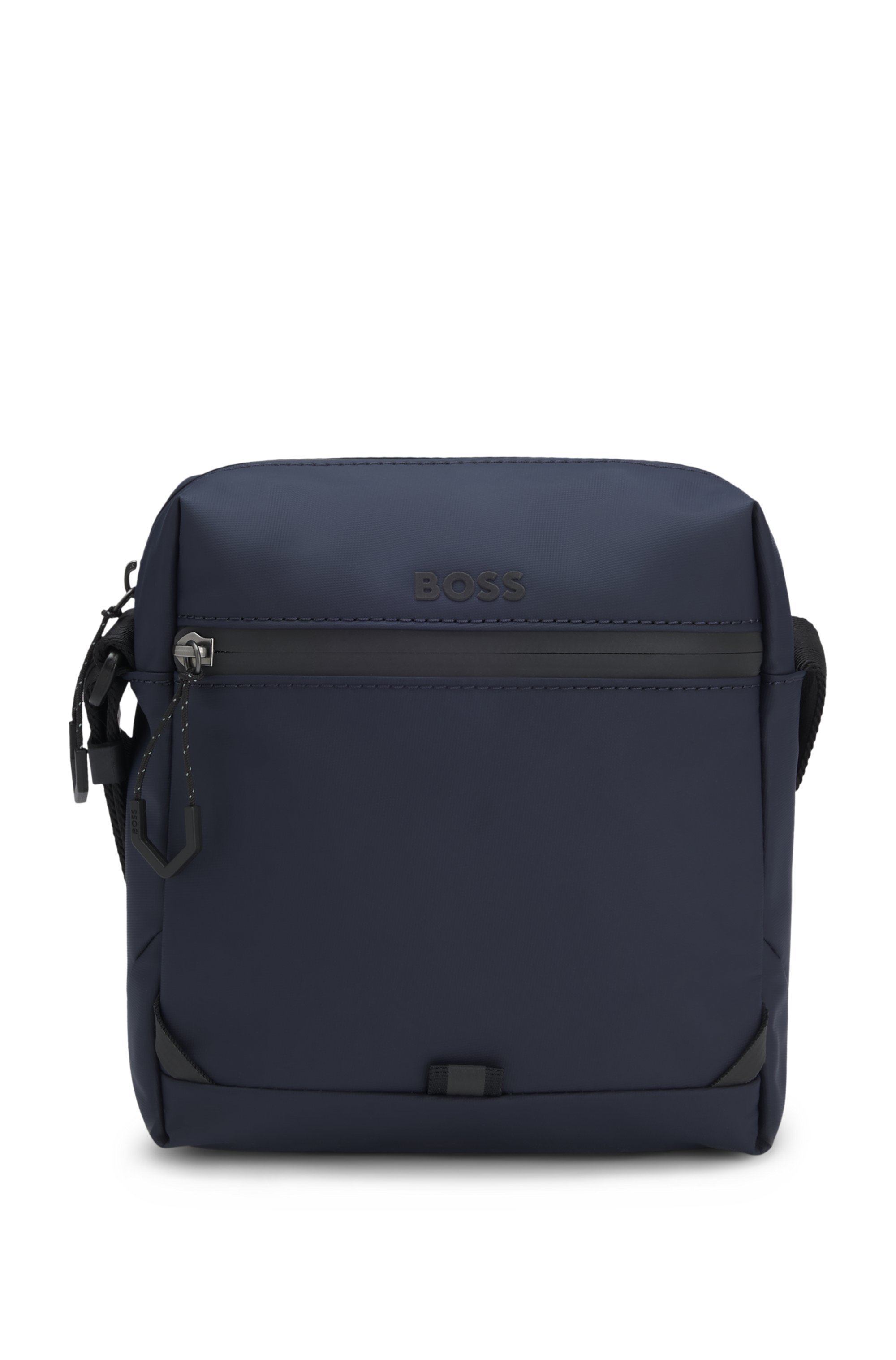 Faux-leather reporter bag with reflective details