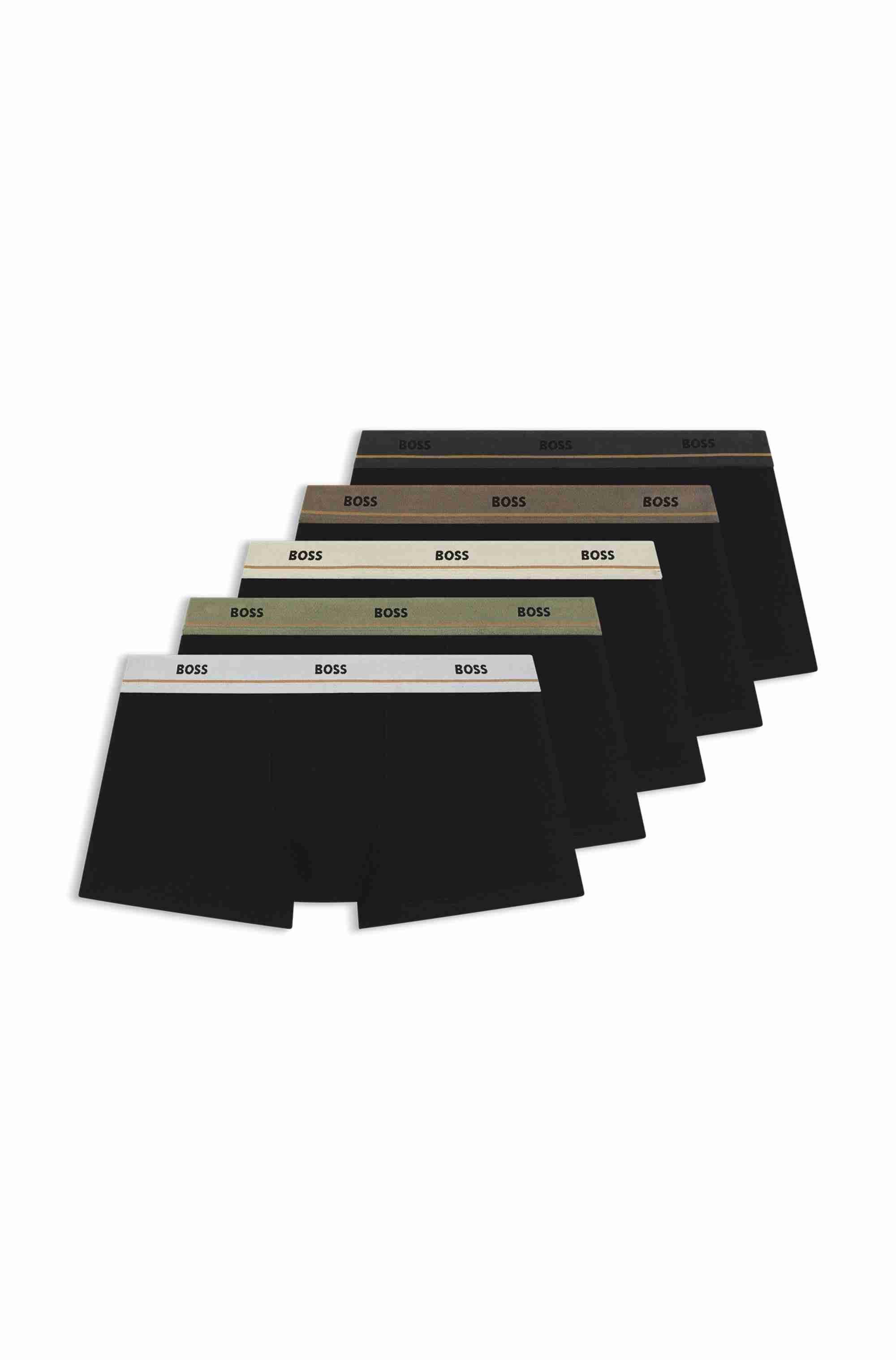 Five-pack of stretch-cotton trunks with logo waistbands