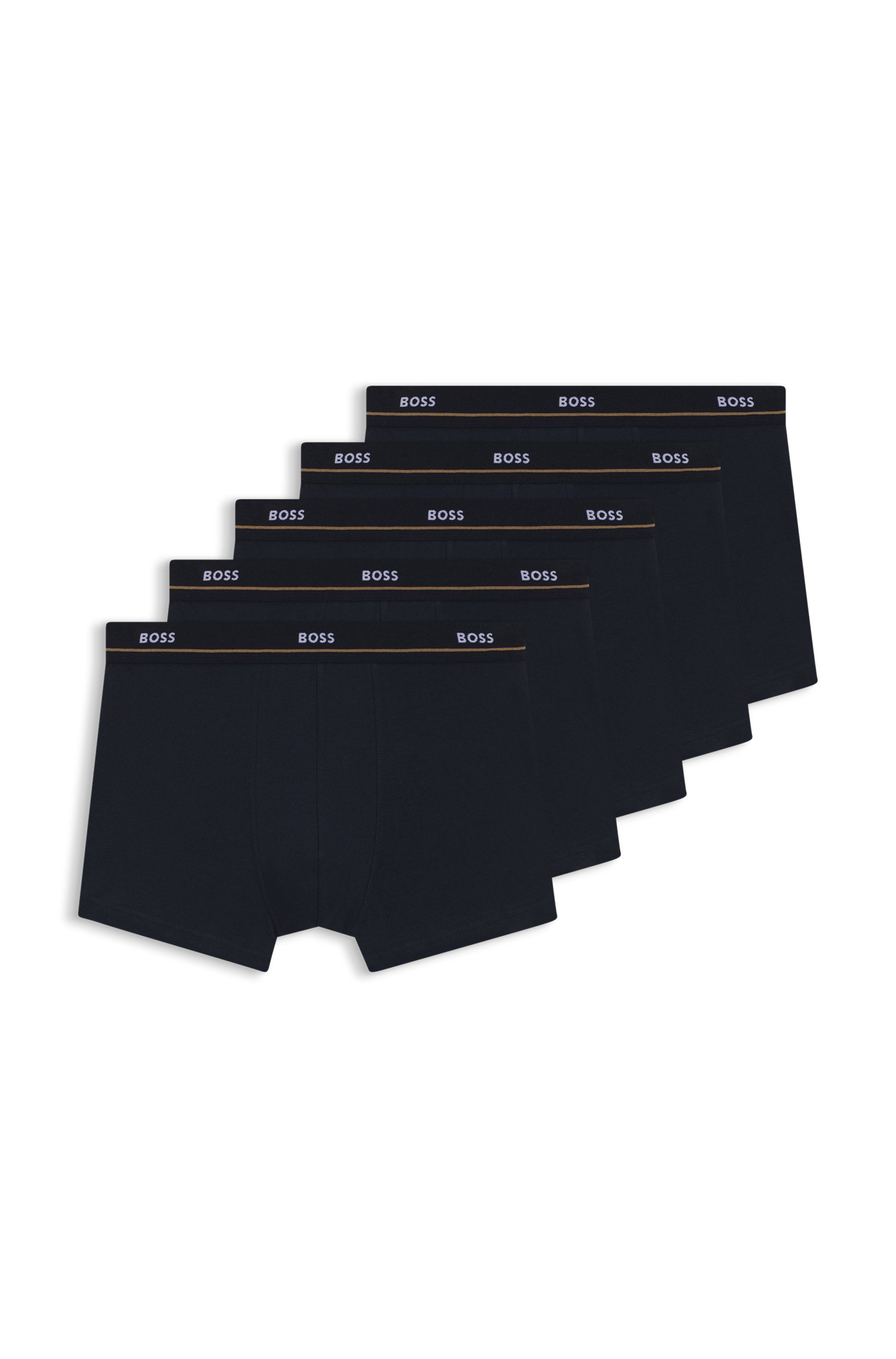 Five-pack of stretch-cotton trunks with logo waistbands