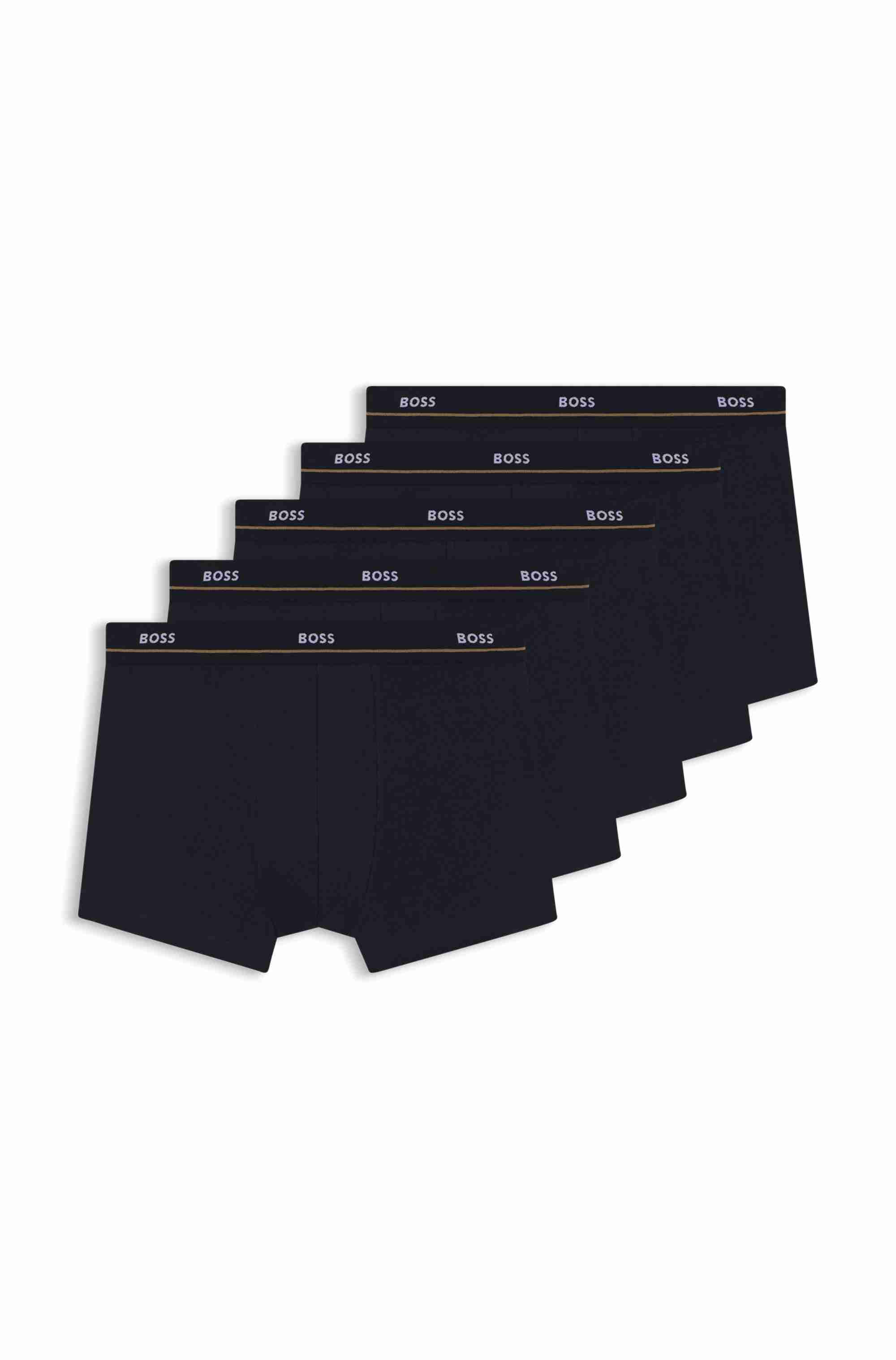 Five-pack of stretch-cotton trunks with logo waistbands