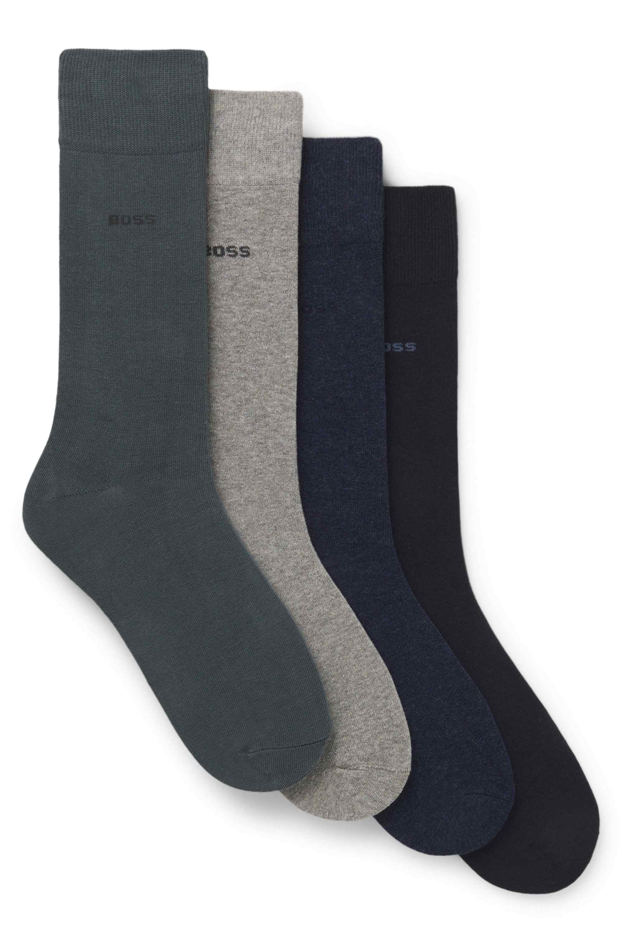 Four-pack of regular-length socks with logos