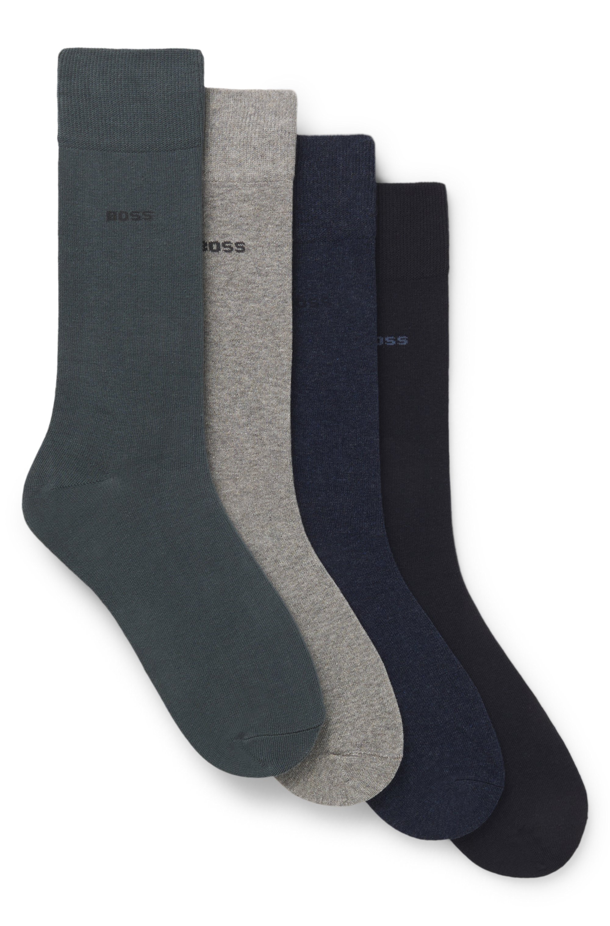 Four-pack of regular-length socks with logos