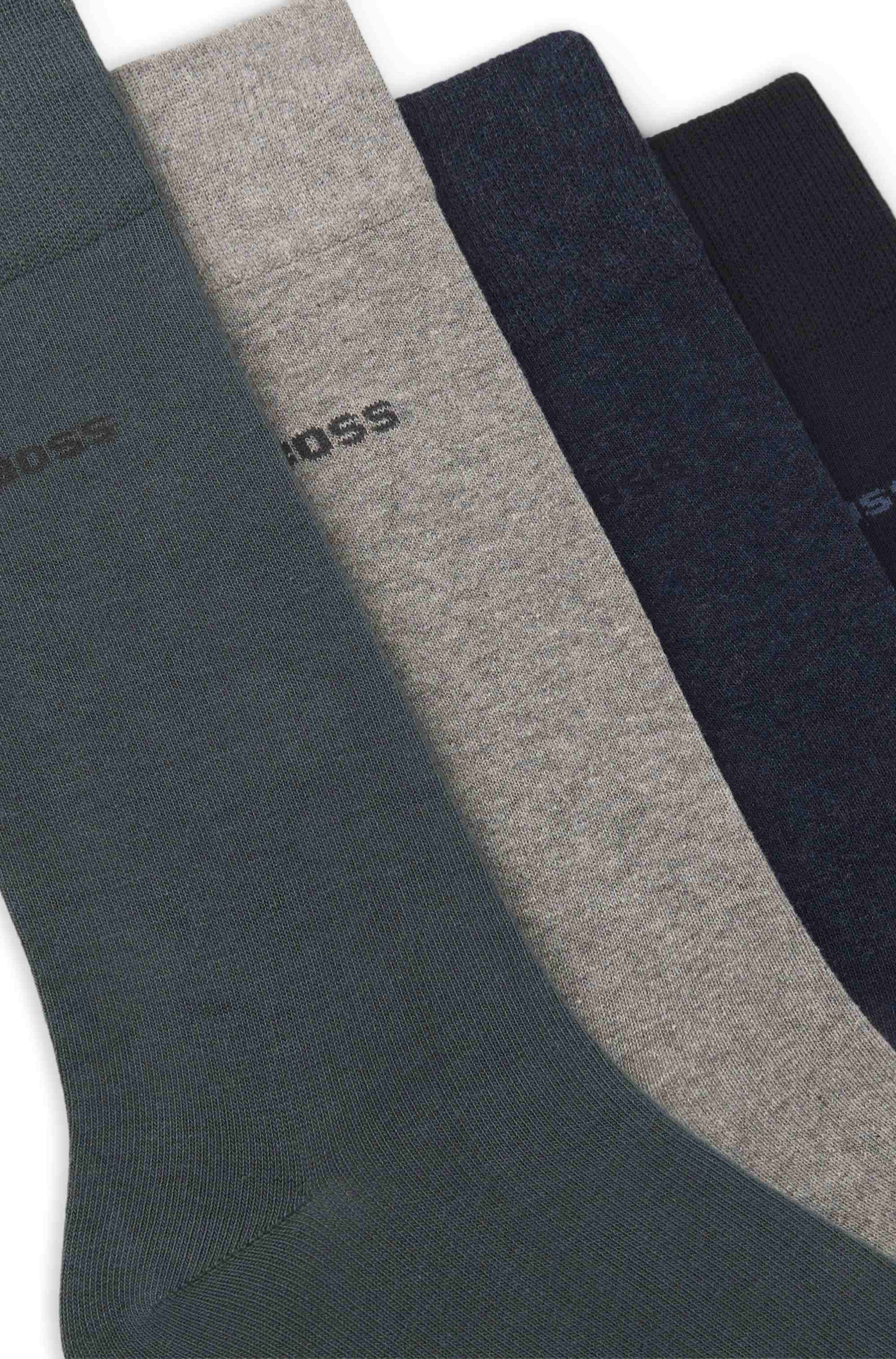 Four-pack of regular-length socks with logos