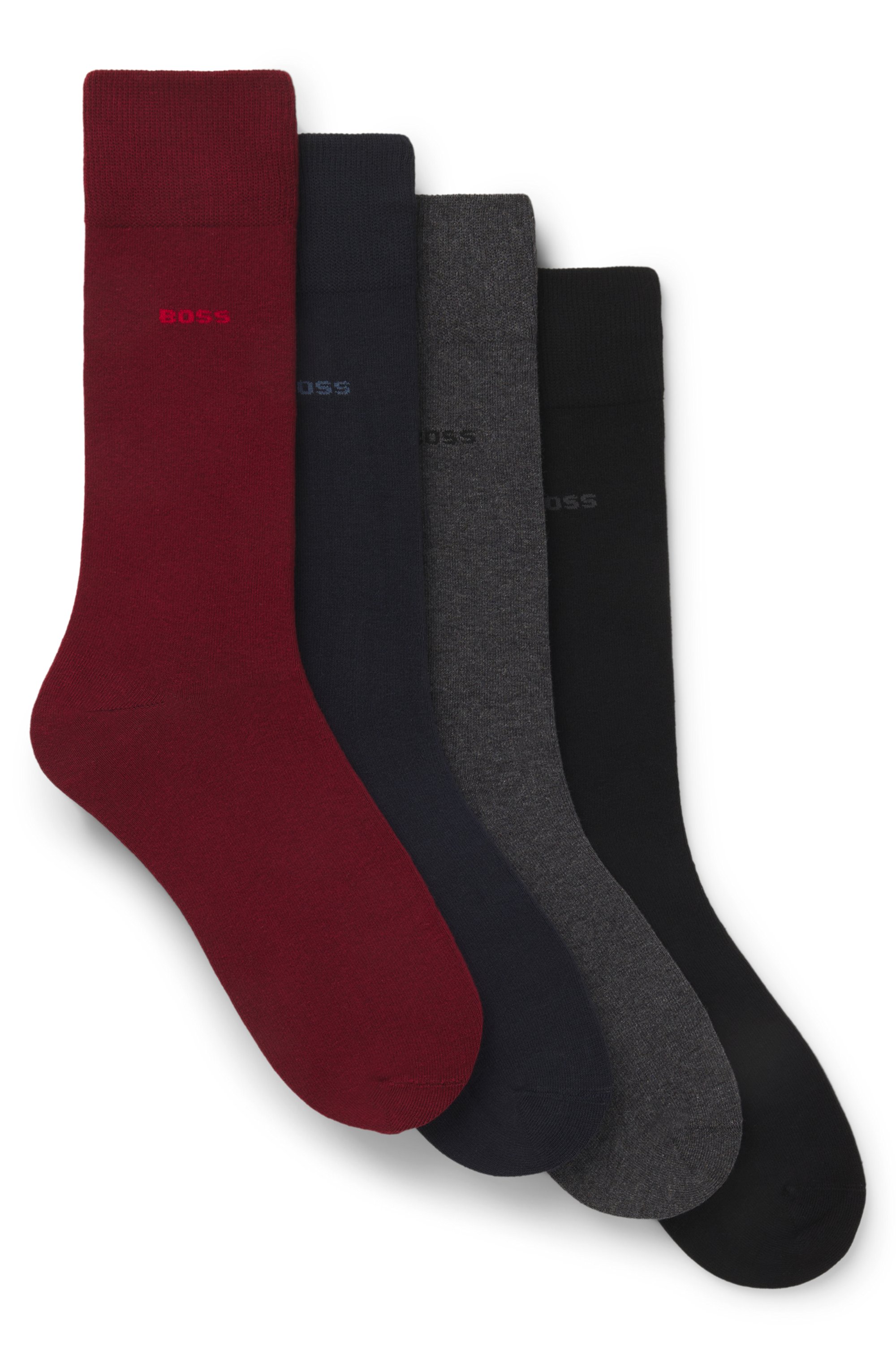 Four-pack of regular-length socks with logos