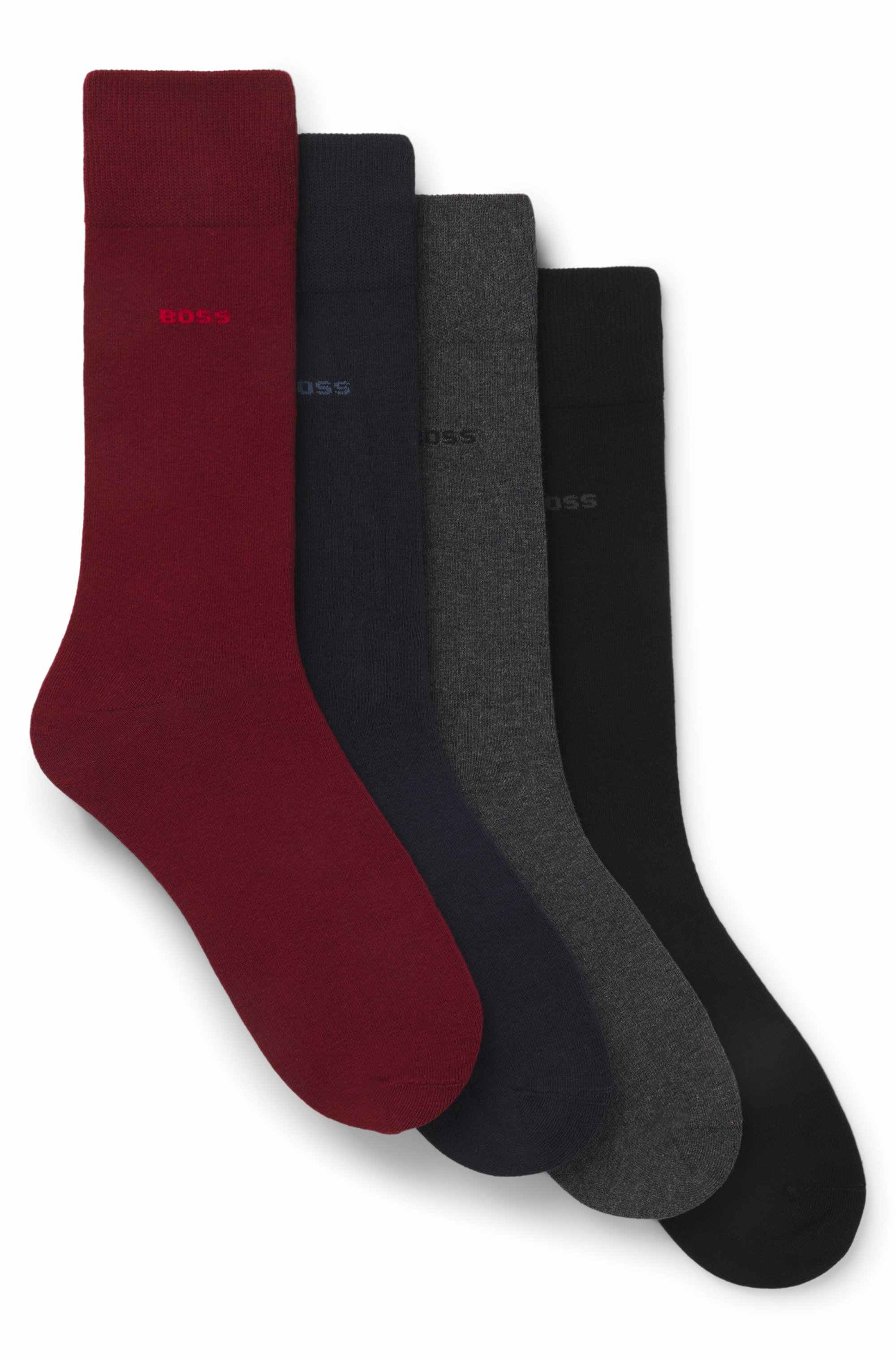 Four-pack of regular-length socks with logos