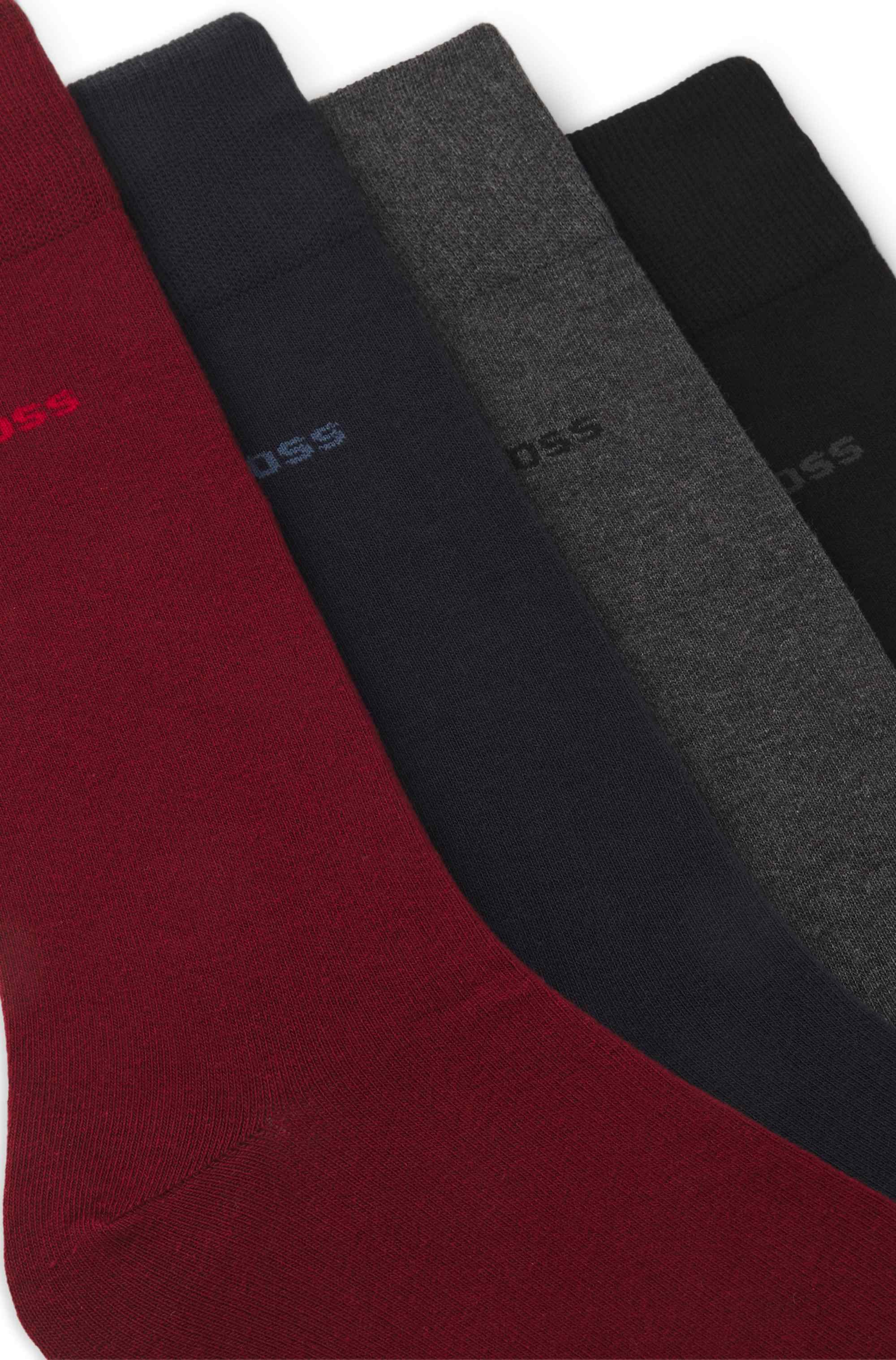 Four-pack of regular-length socks with logos