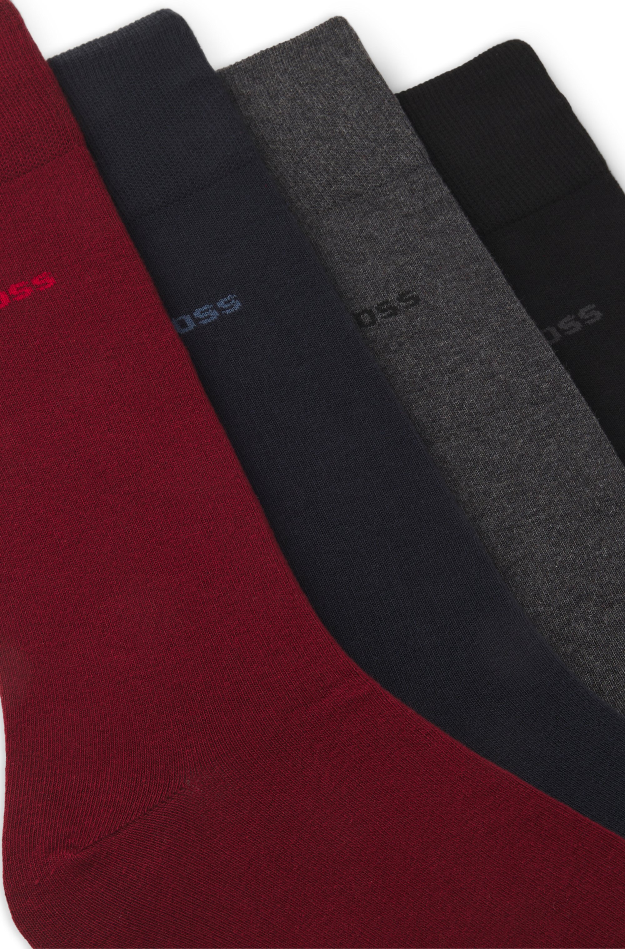 Four-pack of regular-length socks with logos