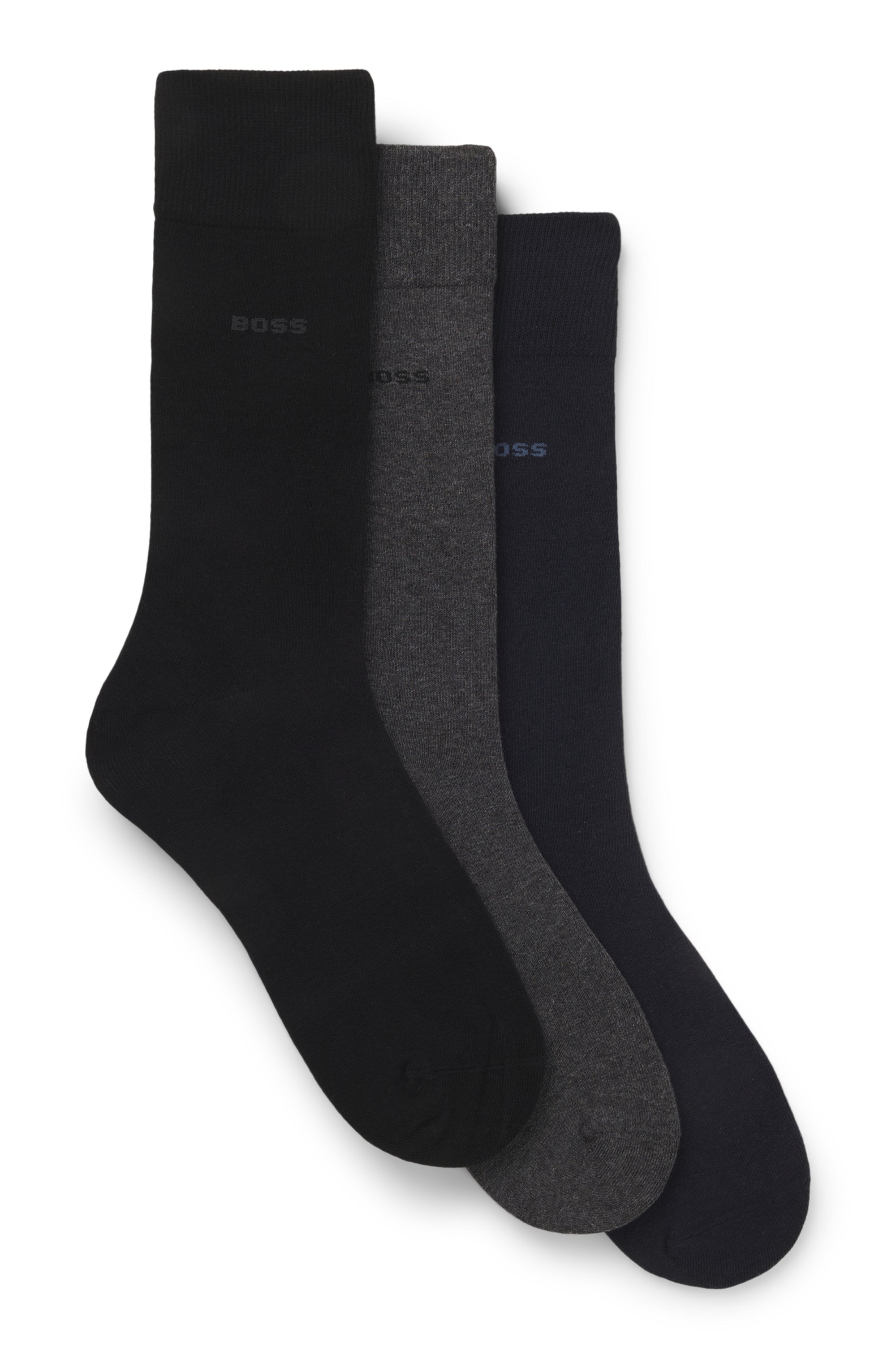Three-pack of regular-length socks with logos