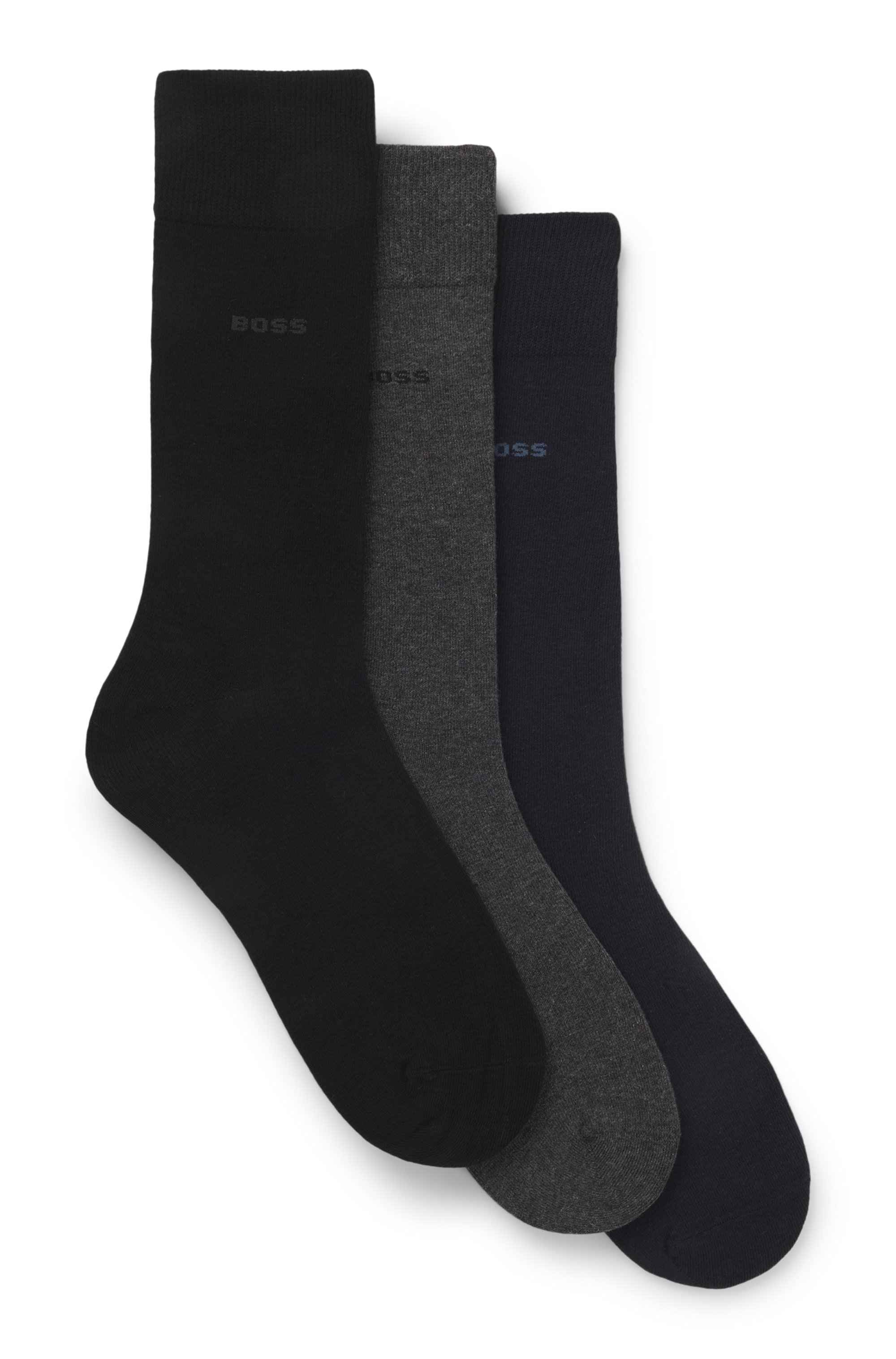 Three-pack of regular-length socks with logos