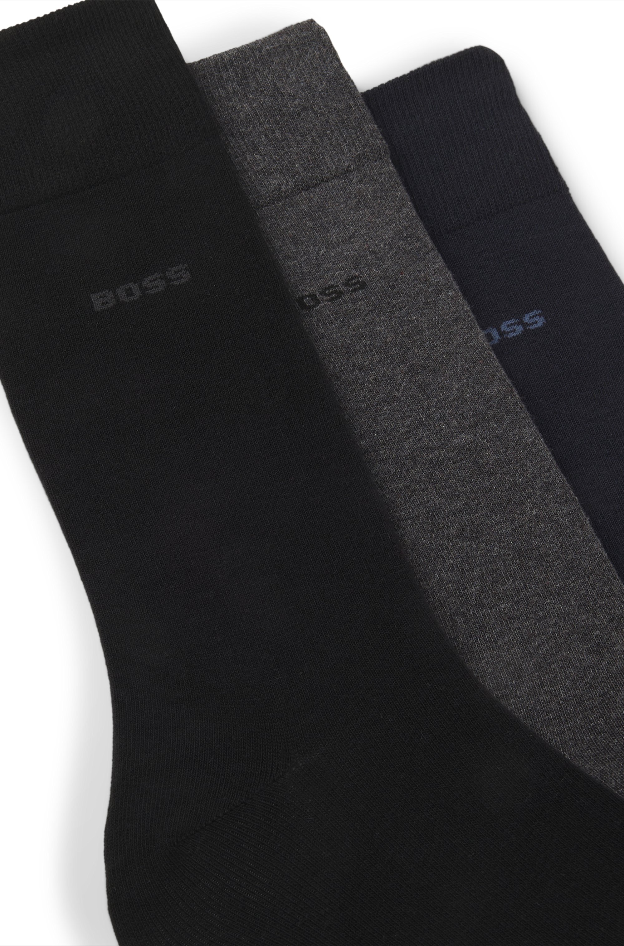 Three-pack of regular-length socks with logos