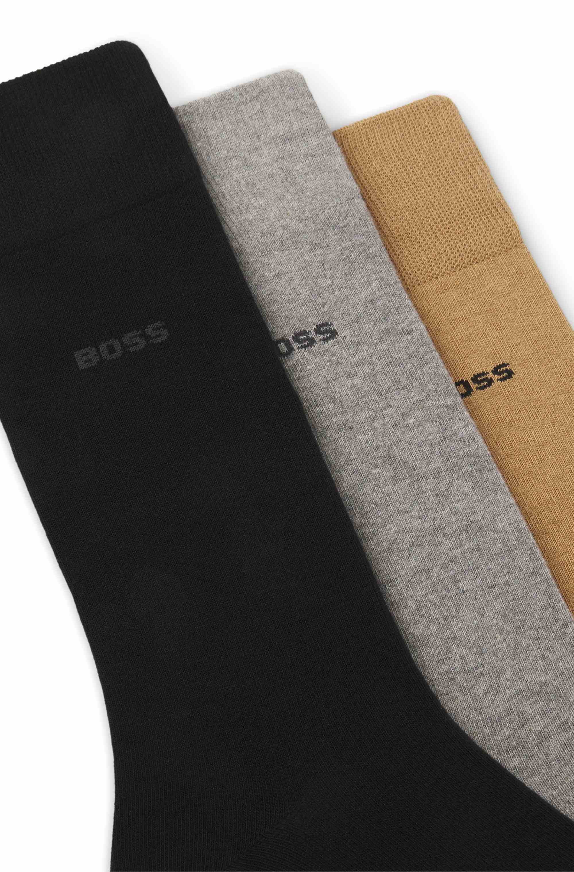 Three-pack of regular-length socks with logos