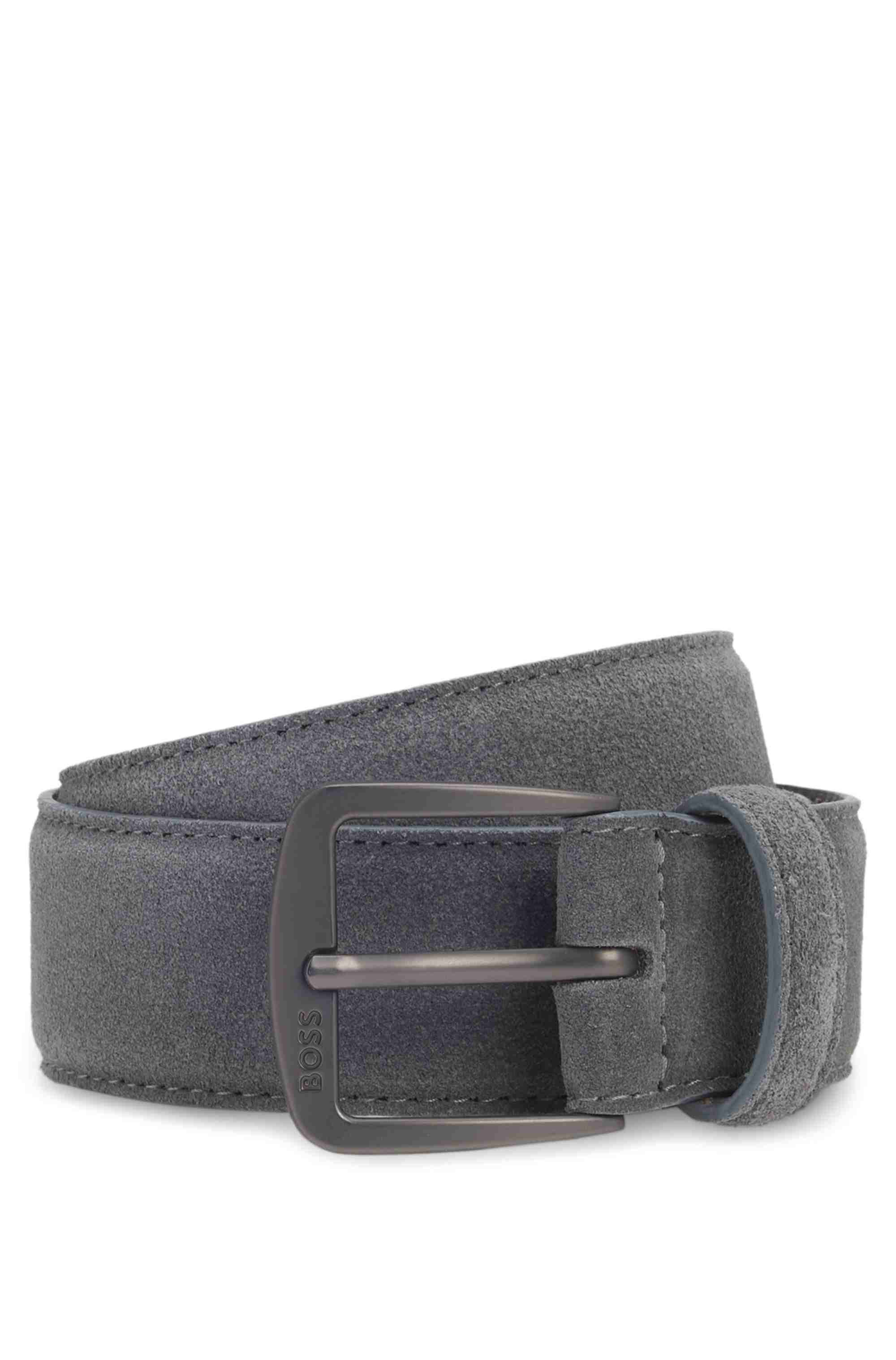 Italian-suede belt with gunmetal buckle