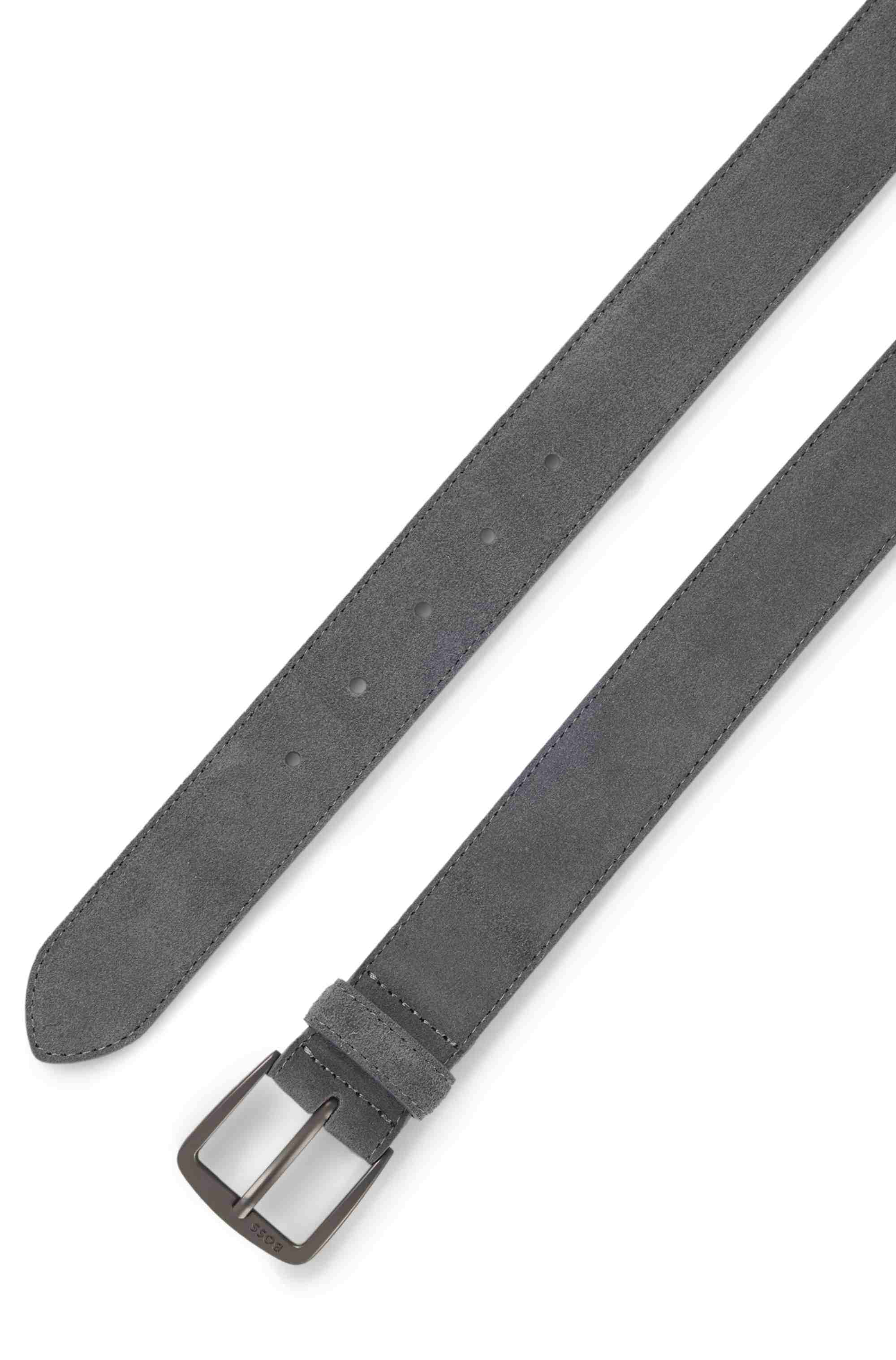 Italian-suede belt with gunmetal buckle