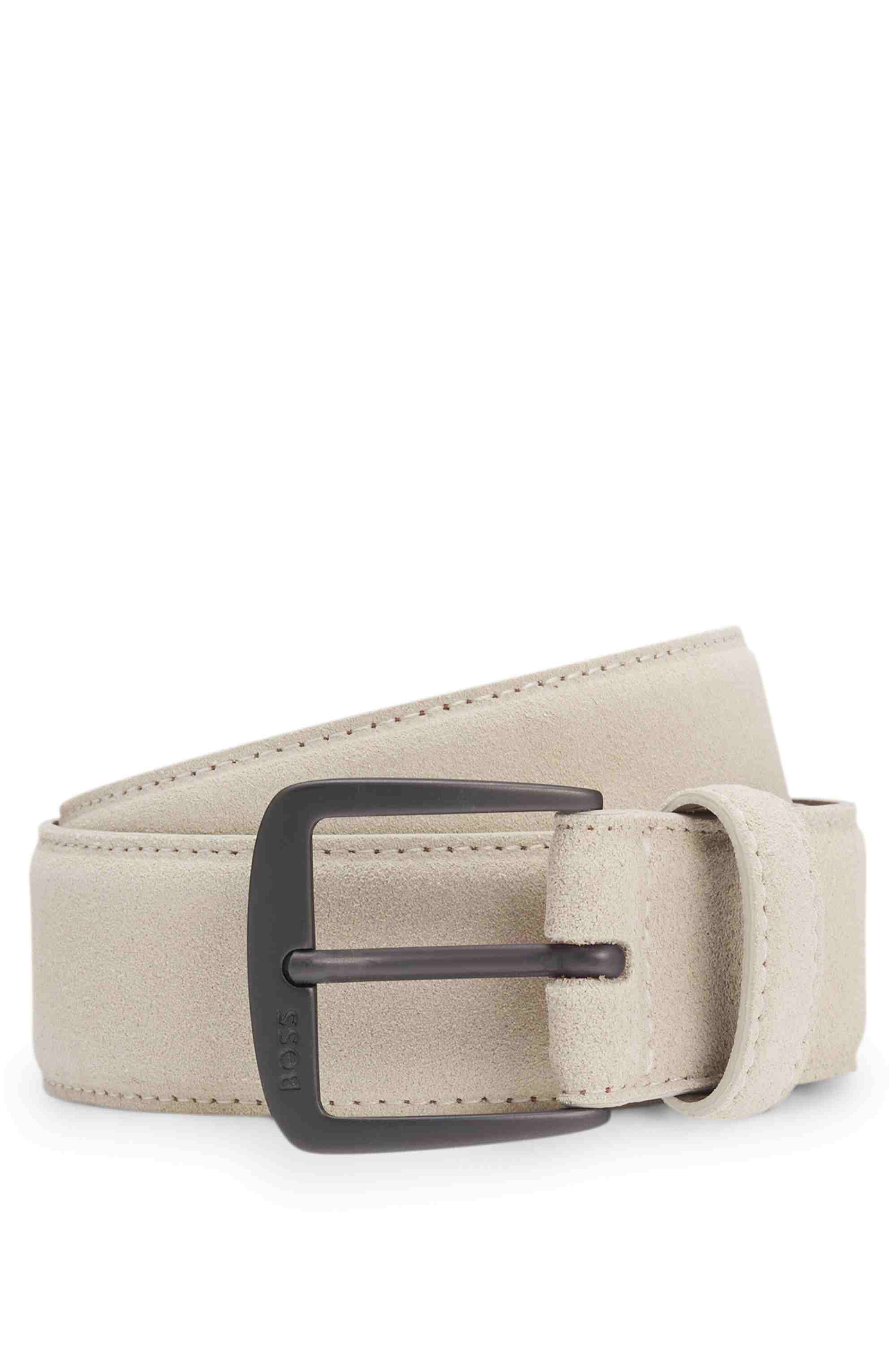 Italian-suede belt with gunmetal buckle