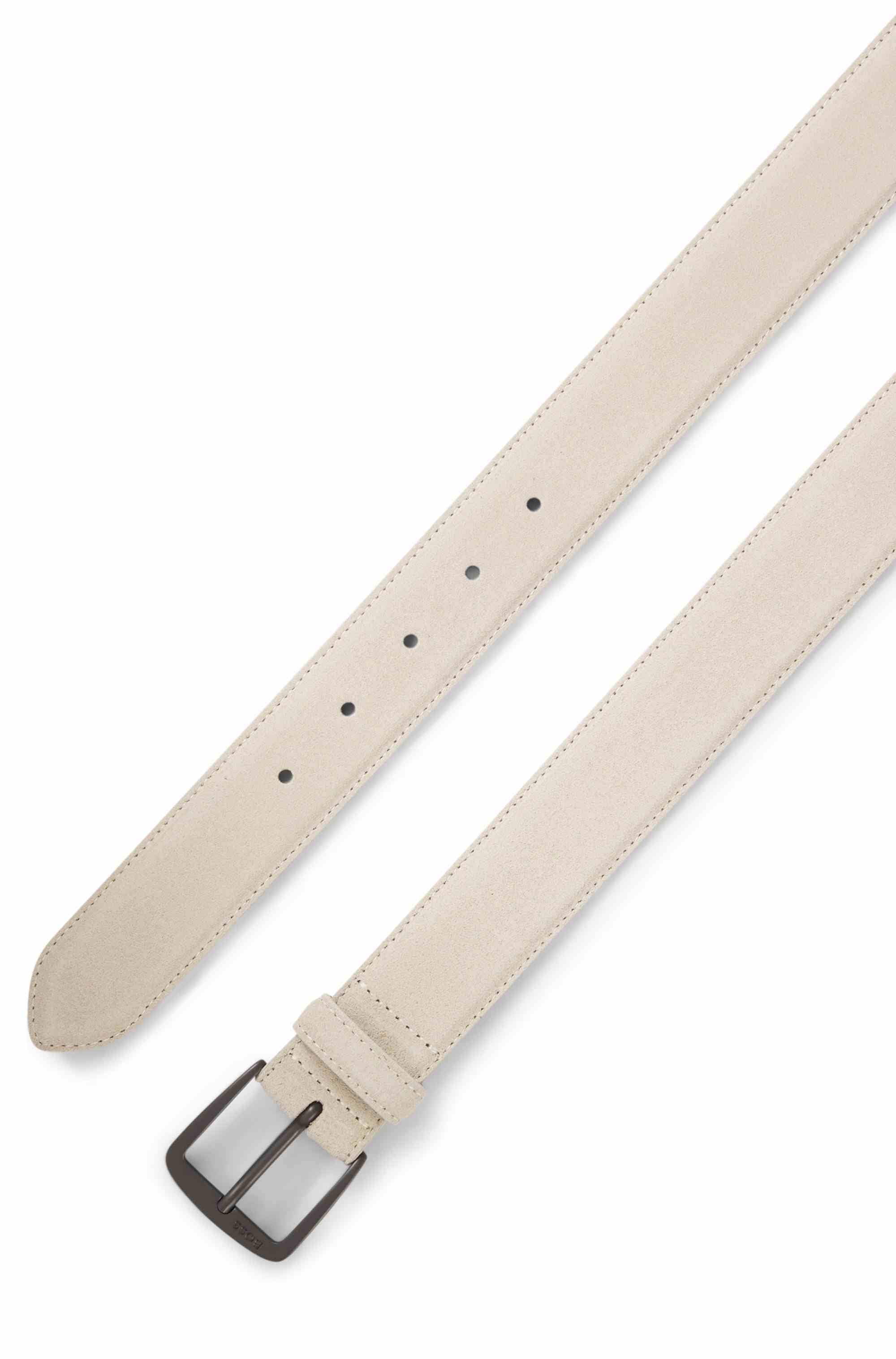 Italian-suede belt with gunmetal buckle