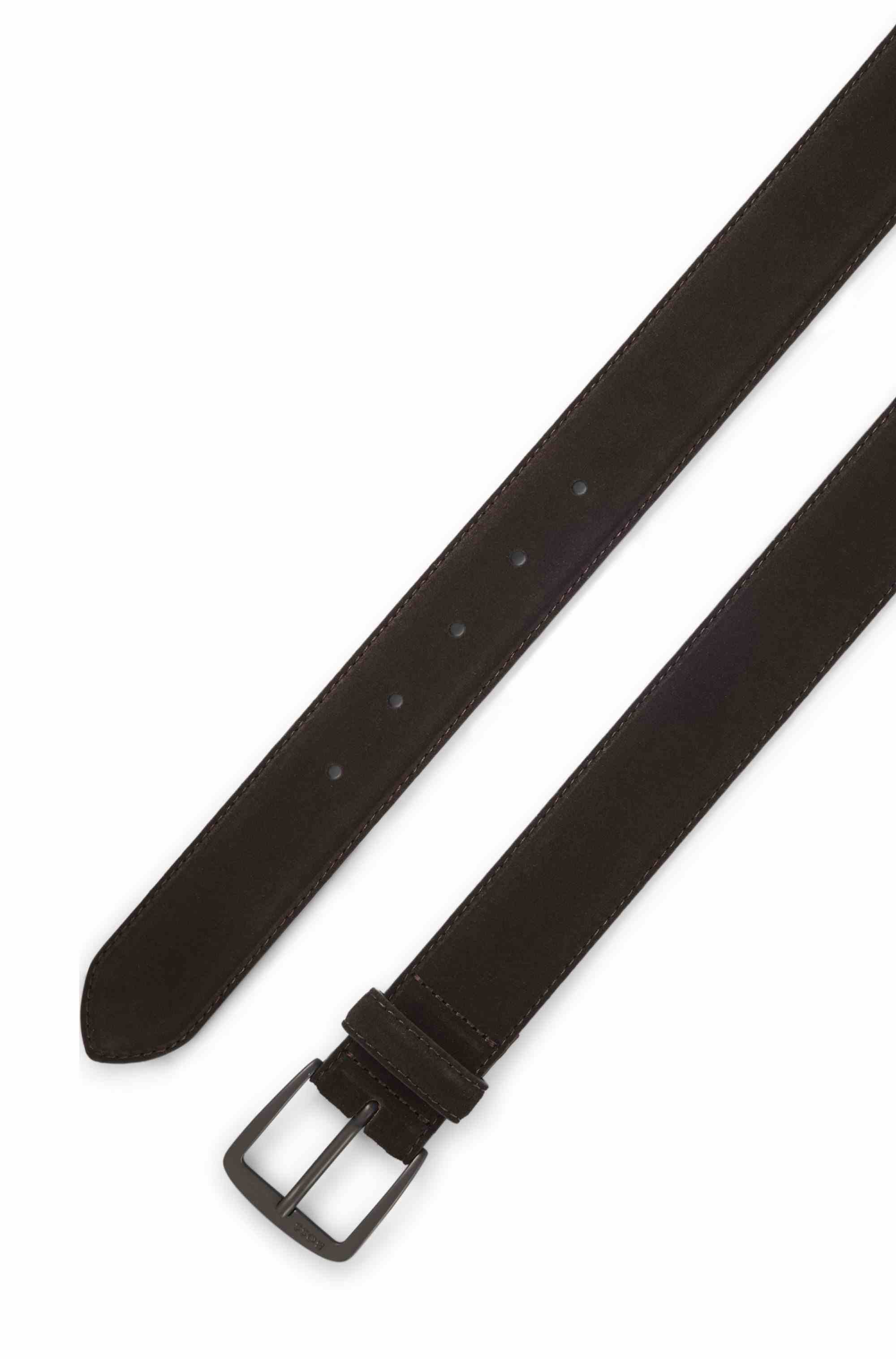 Italian-suede belt with gunmetal buckle