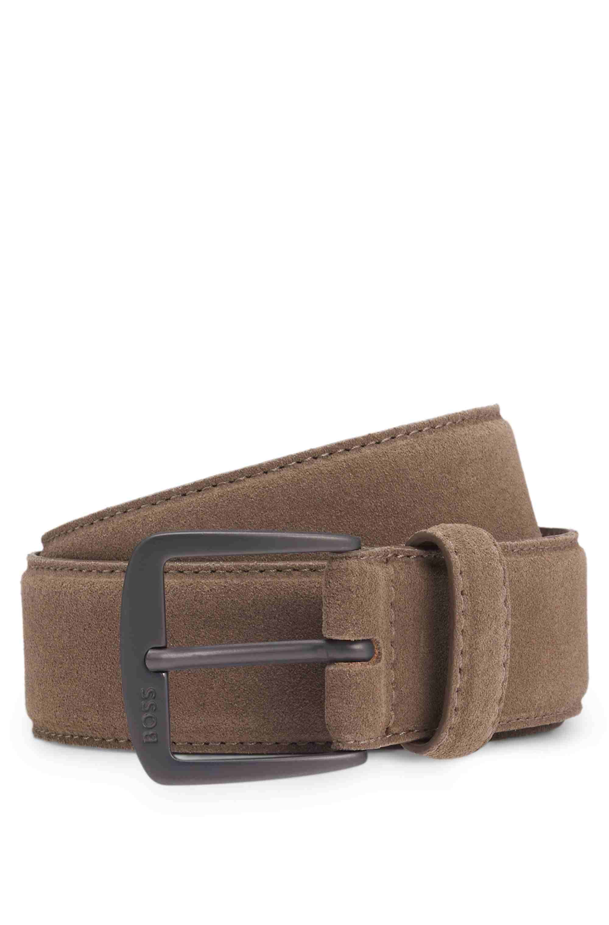 Italian-suede belt with gunmetal buckle