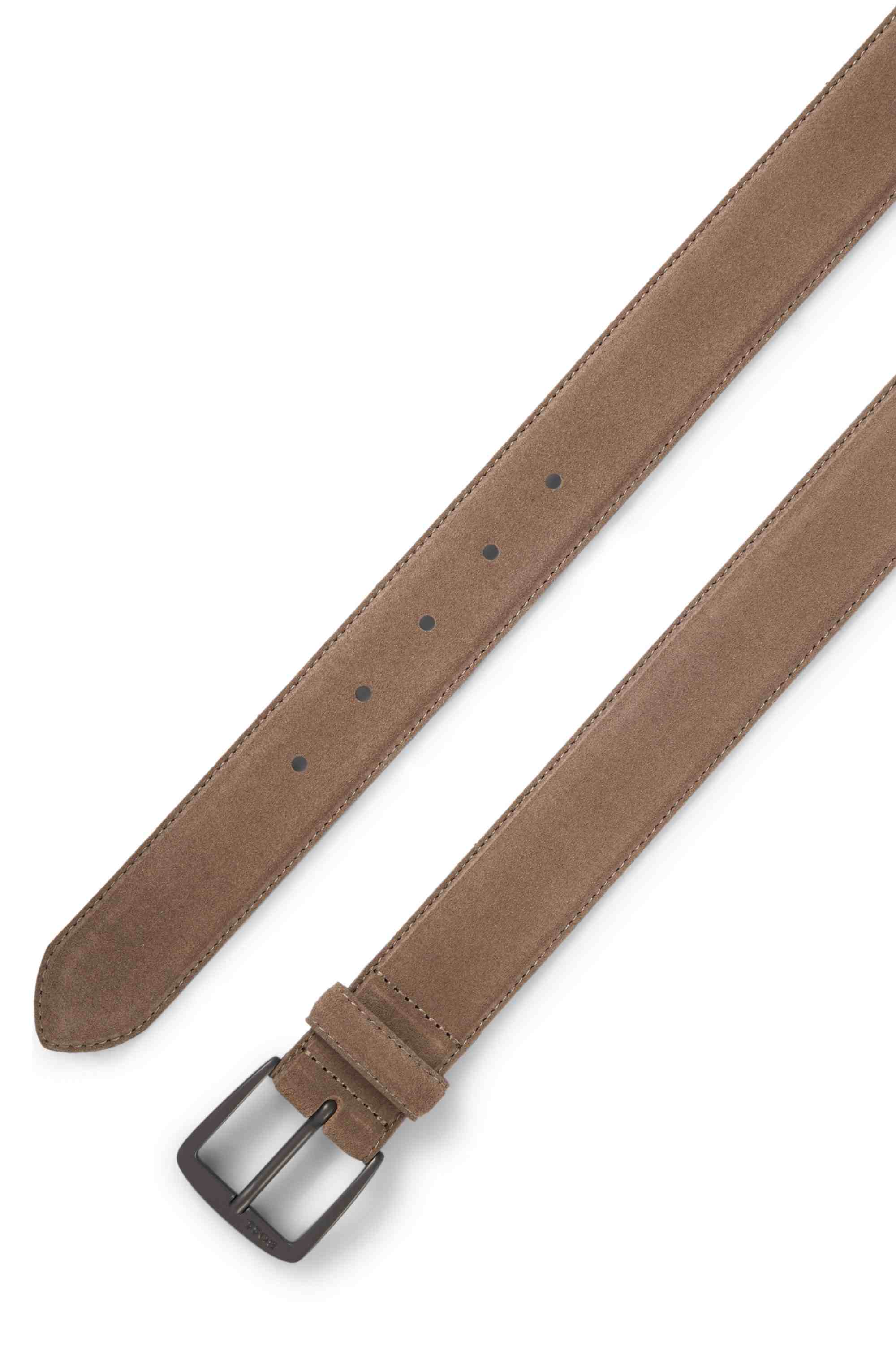 Italian-suede belt with gunmetal buckle