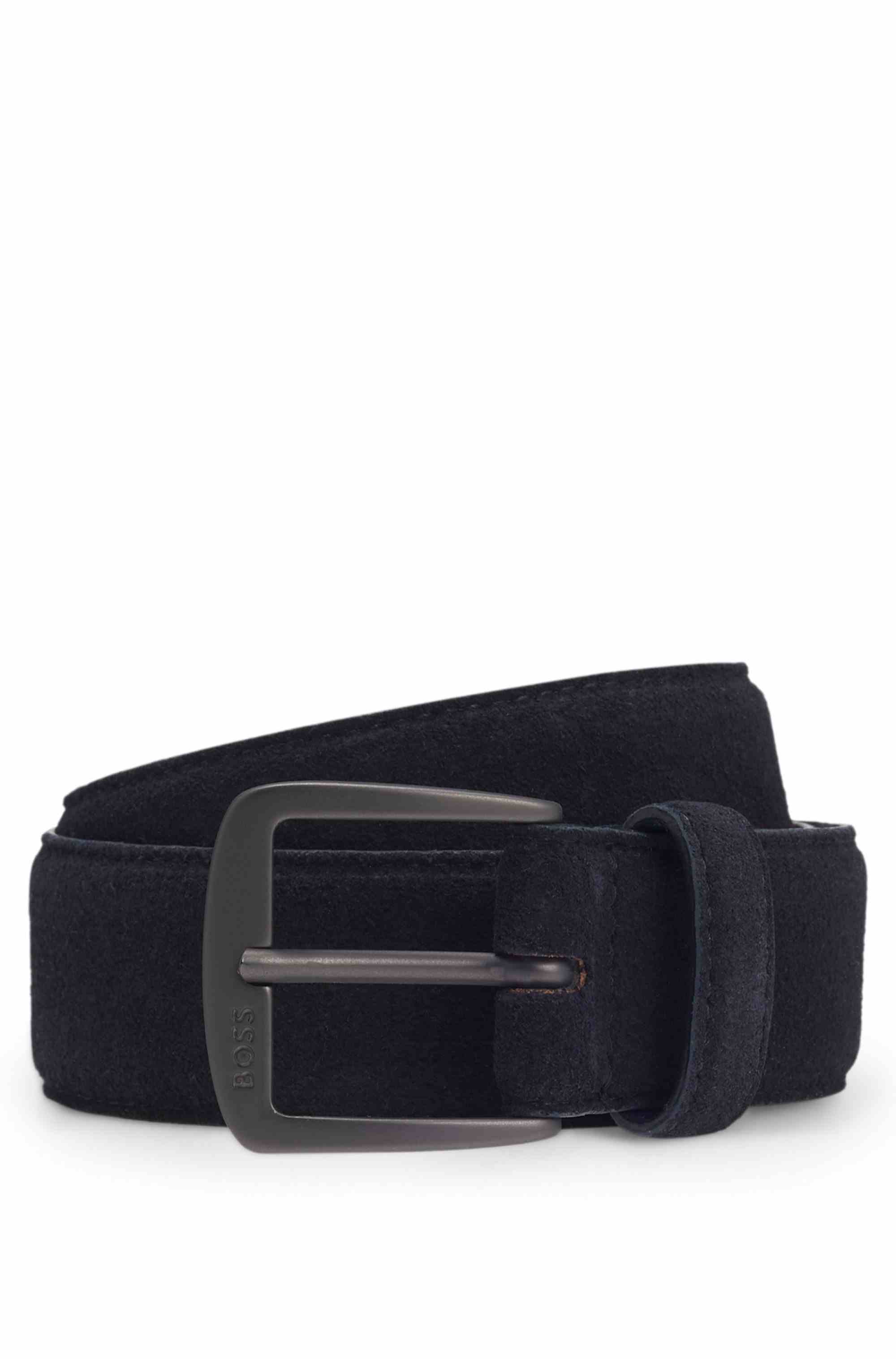 Italian-suede belt with gunmetal buckle