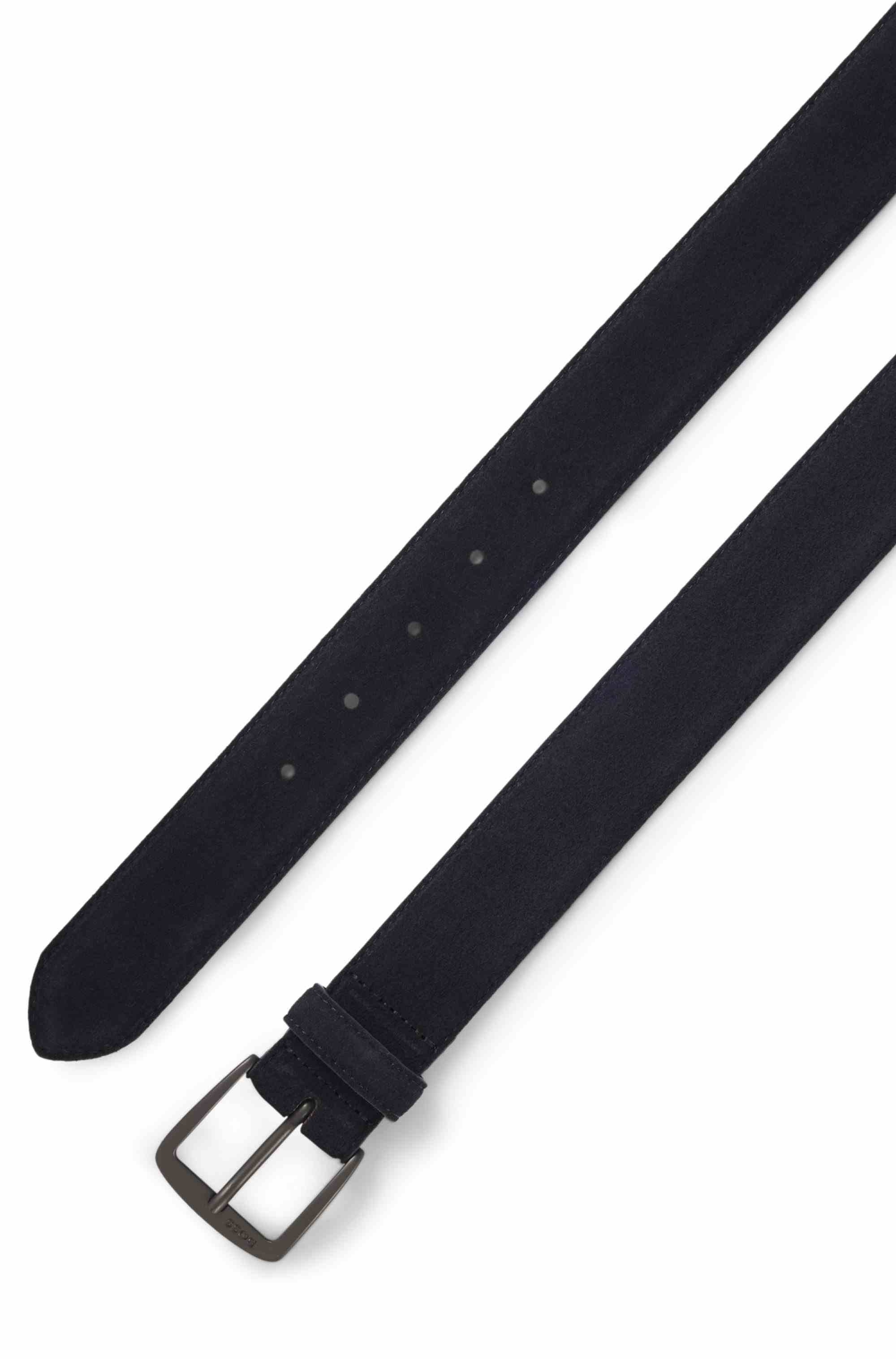 Italian-suede belt with gunmetal buckle