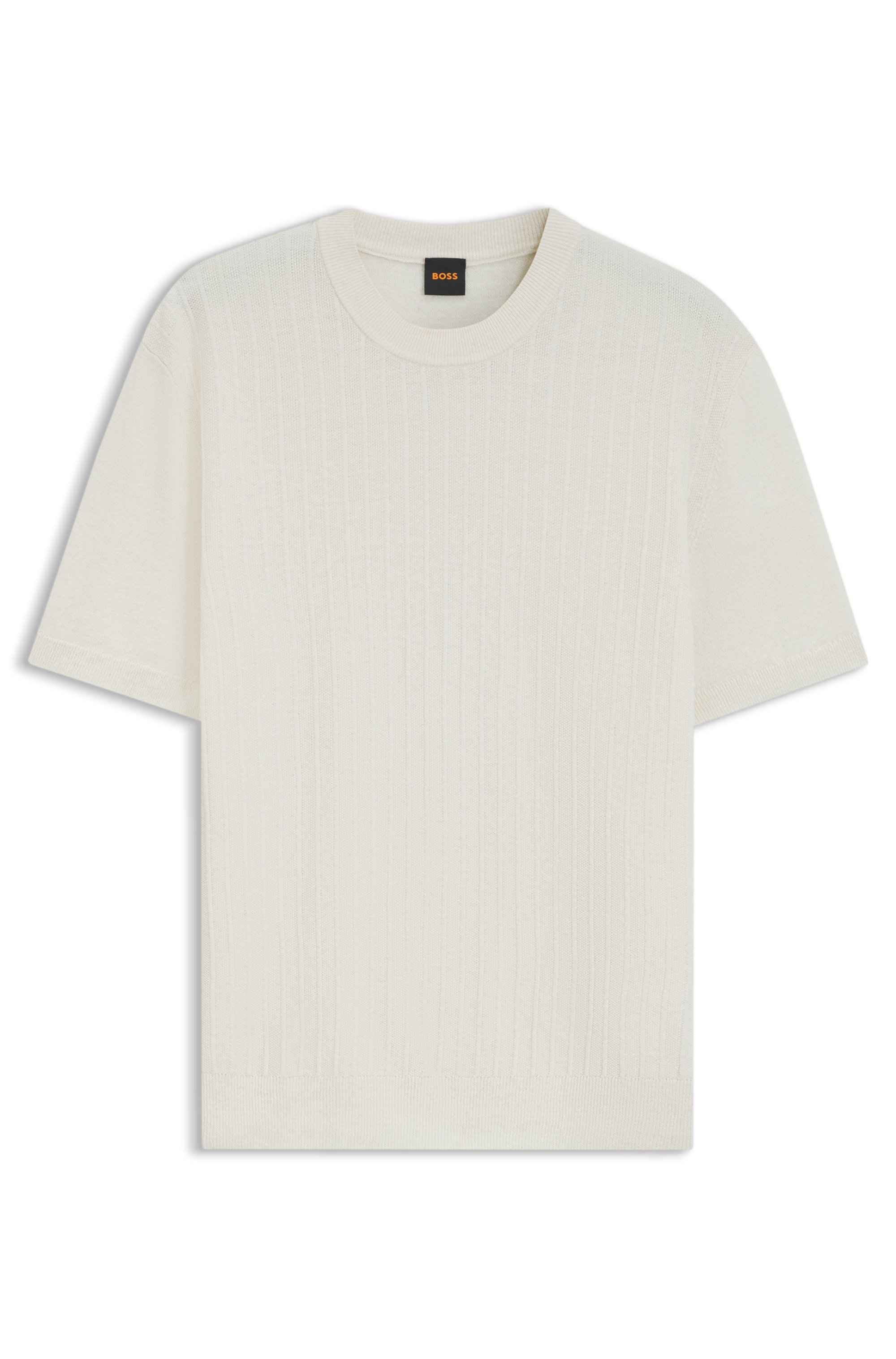 Linen-cotton sweater with rib and ricecorn structures