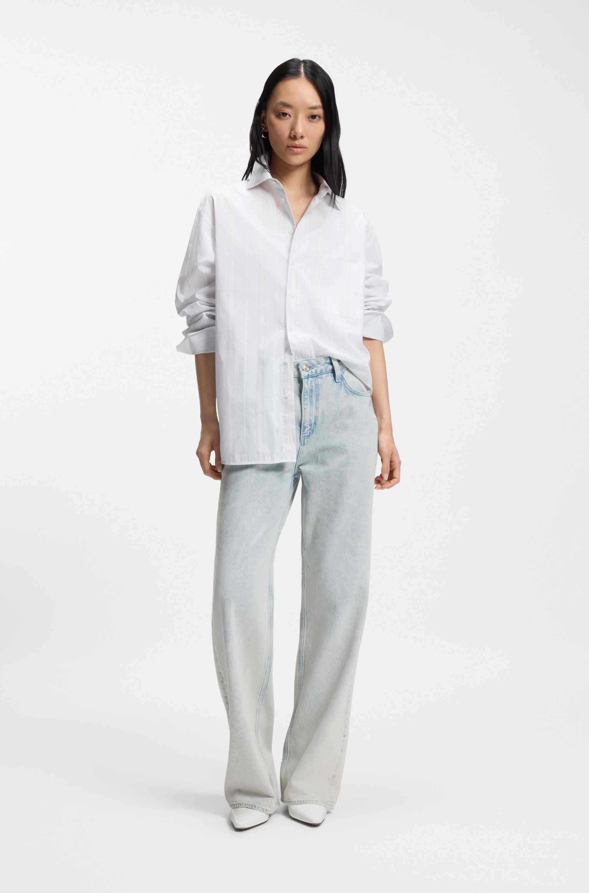 Boyfriend-fit jeans in super-soft light-blue denim