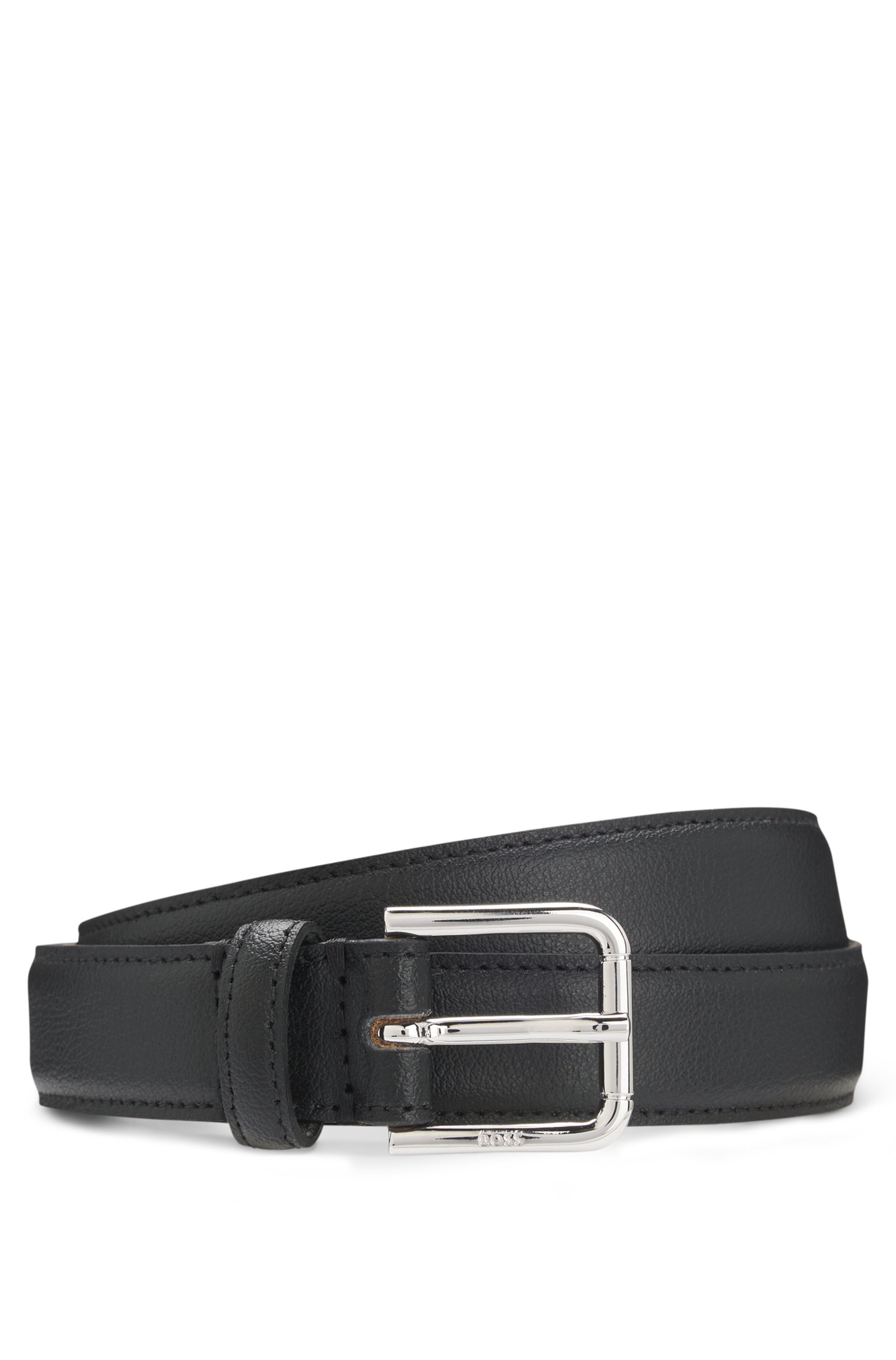 Italian-leather belt with pin buckle