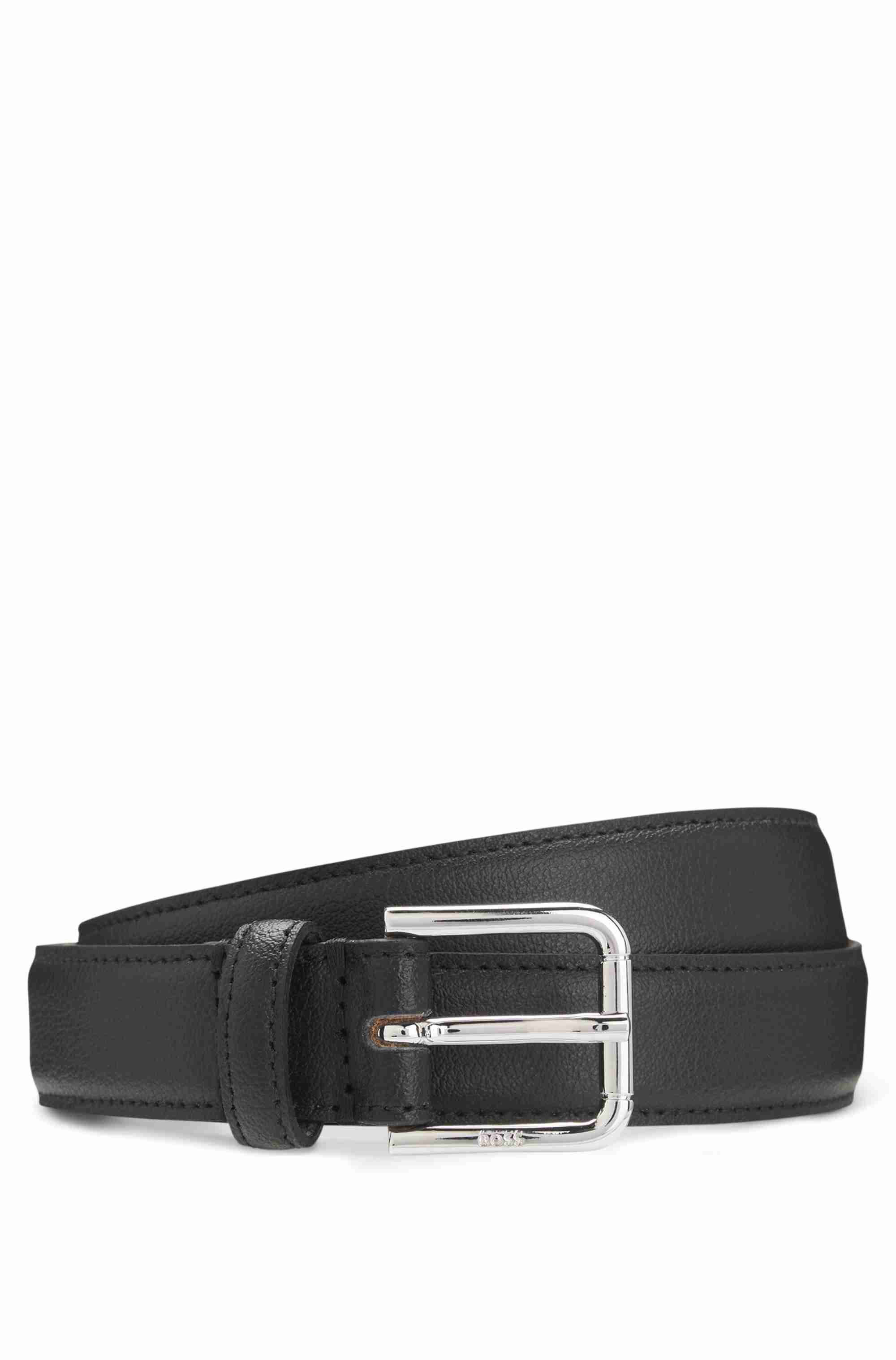 Italian-leather belt with pin buckle