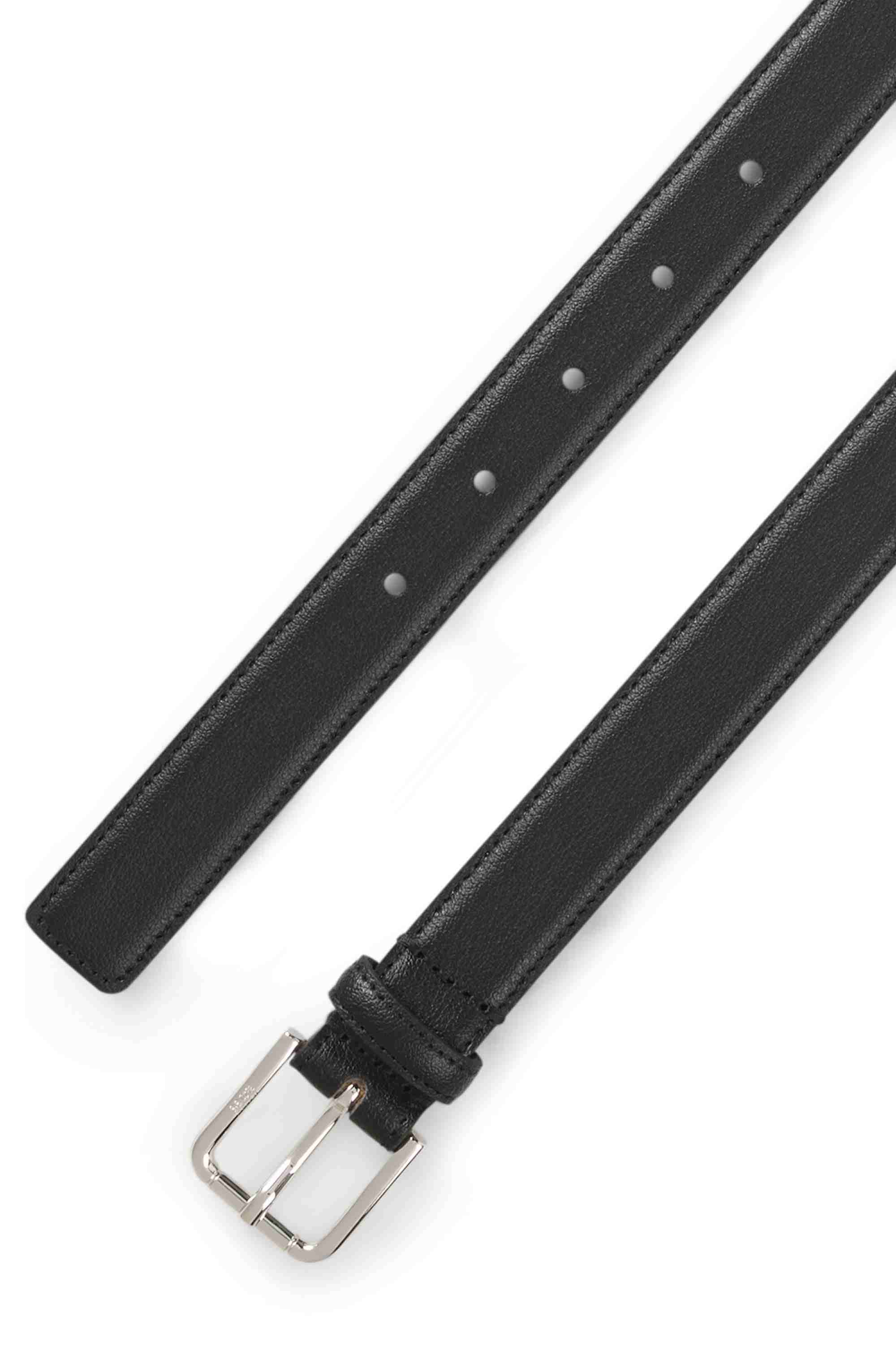 Italian-leather belt with pin buckle