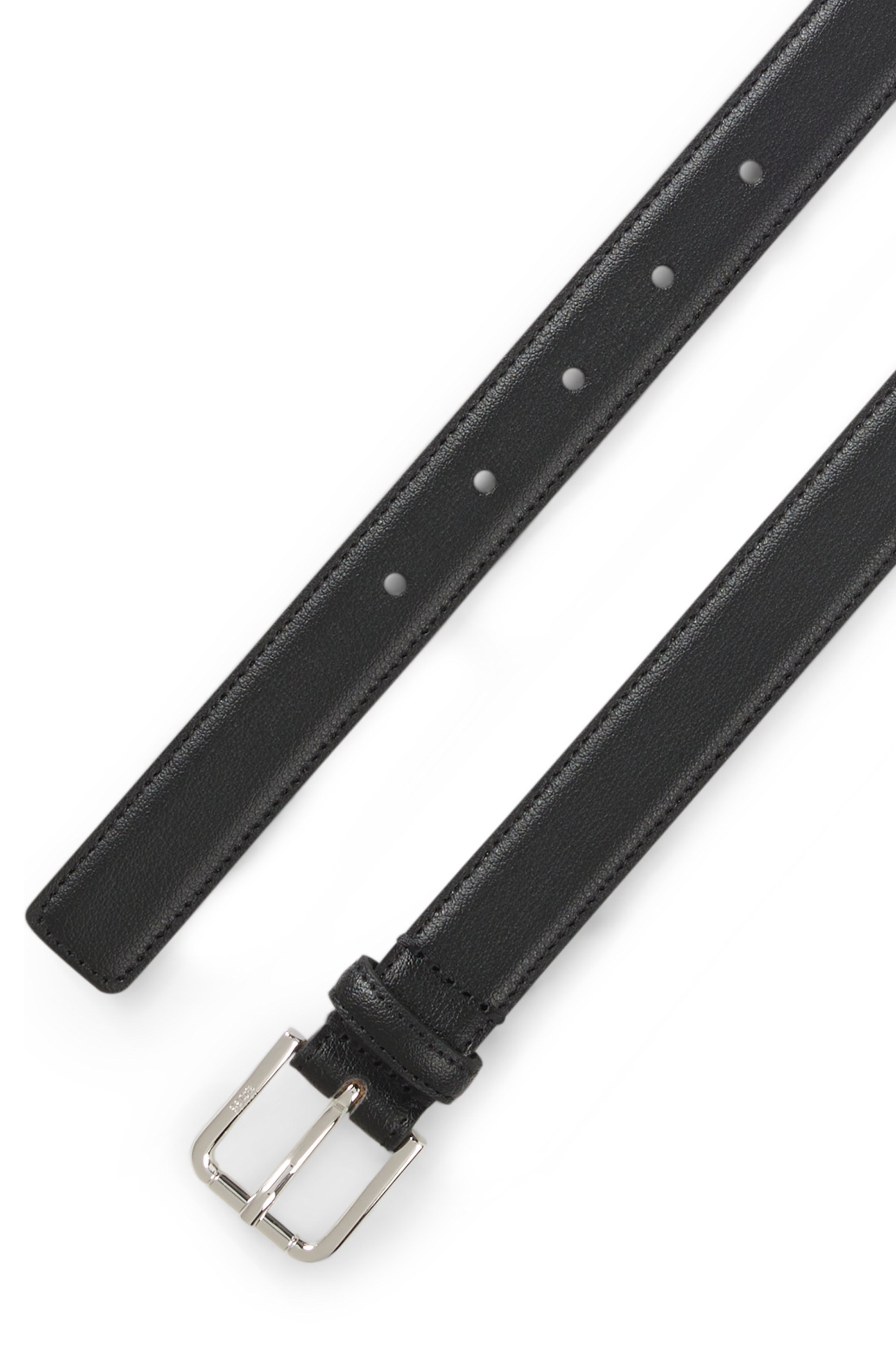 Italian-leather belt with pin buckle