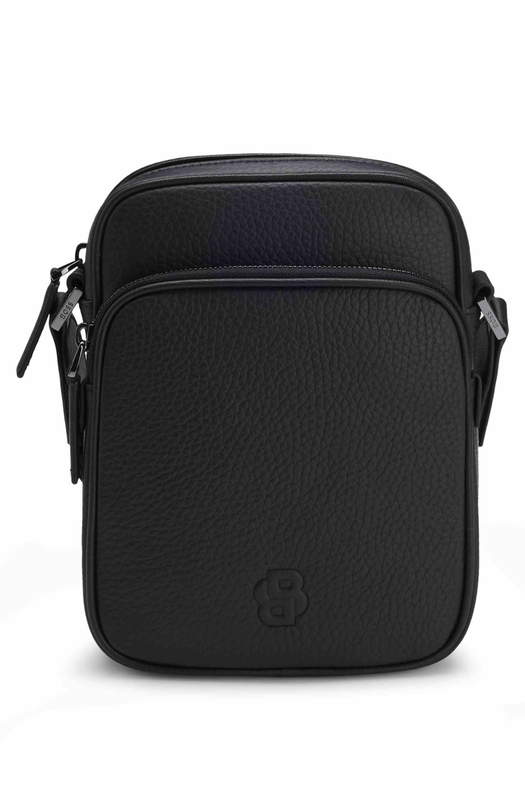 Italian-leather reporter bag with Double B monogram