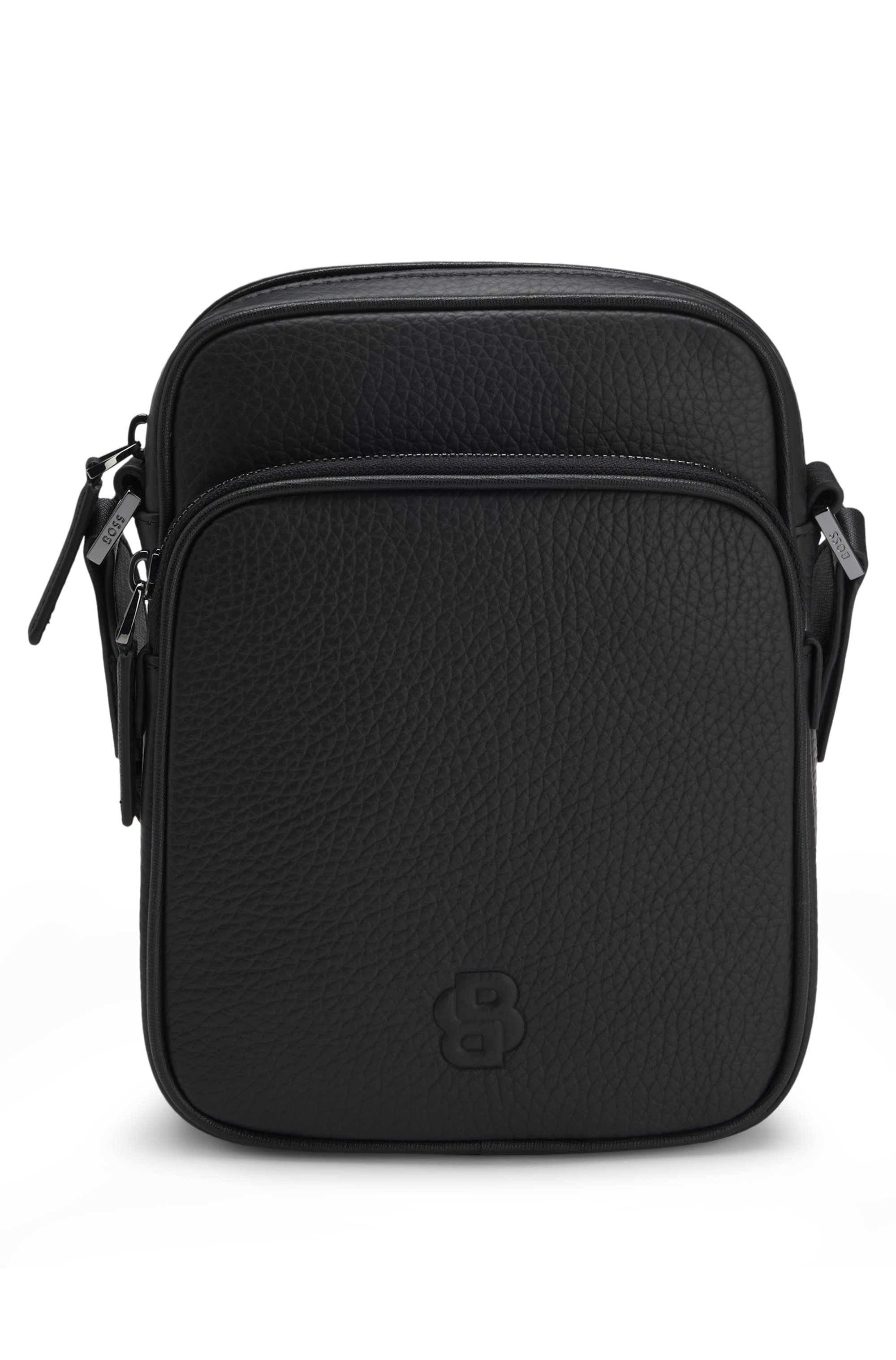 Italian-leather reporter bag with Double B monogram