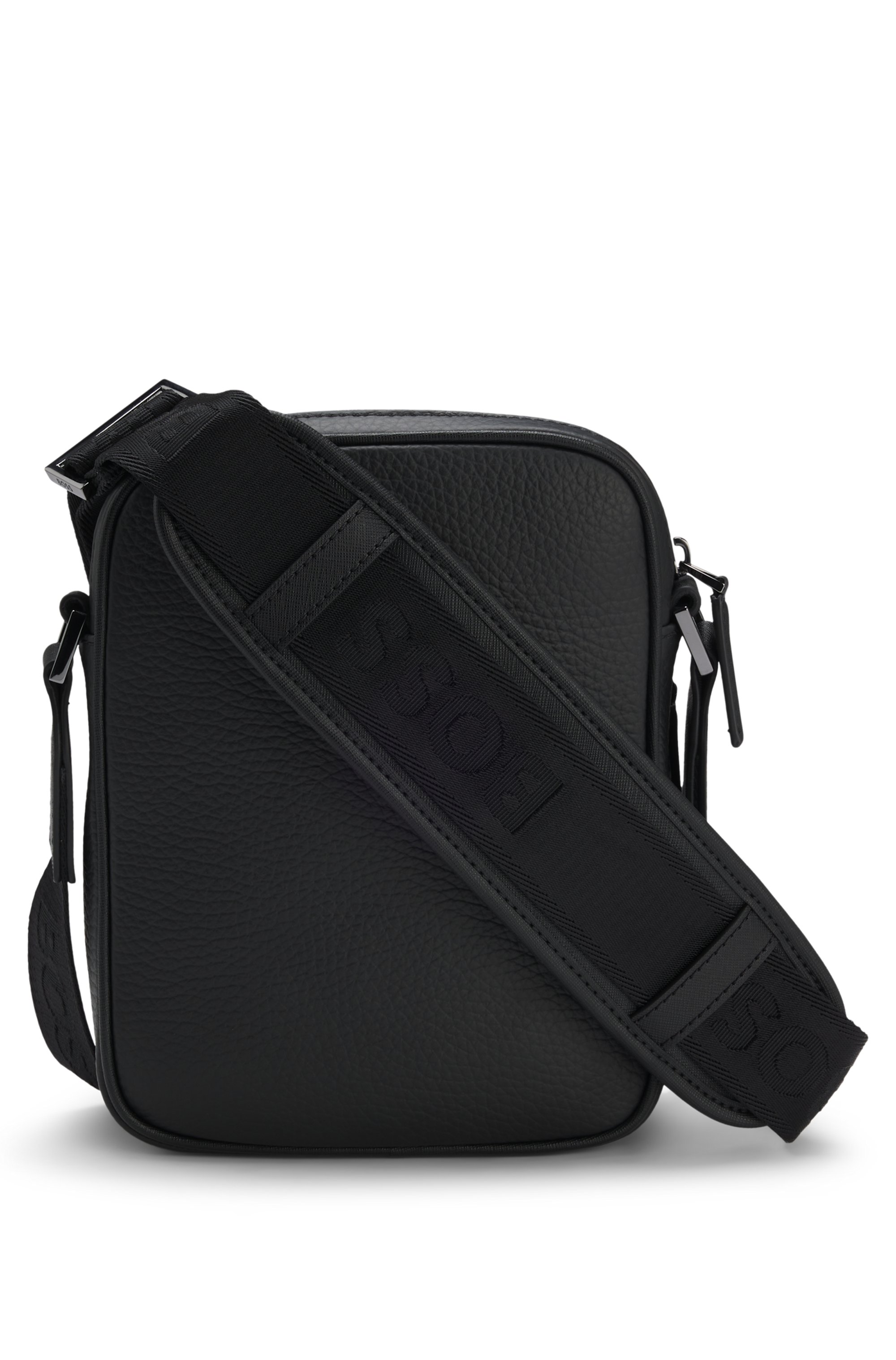 Italian-leather reporter bag with Double B monogram