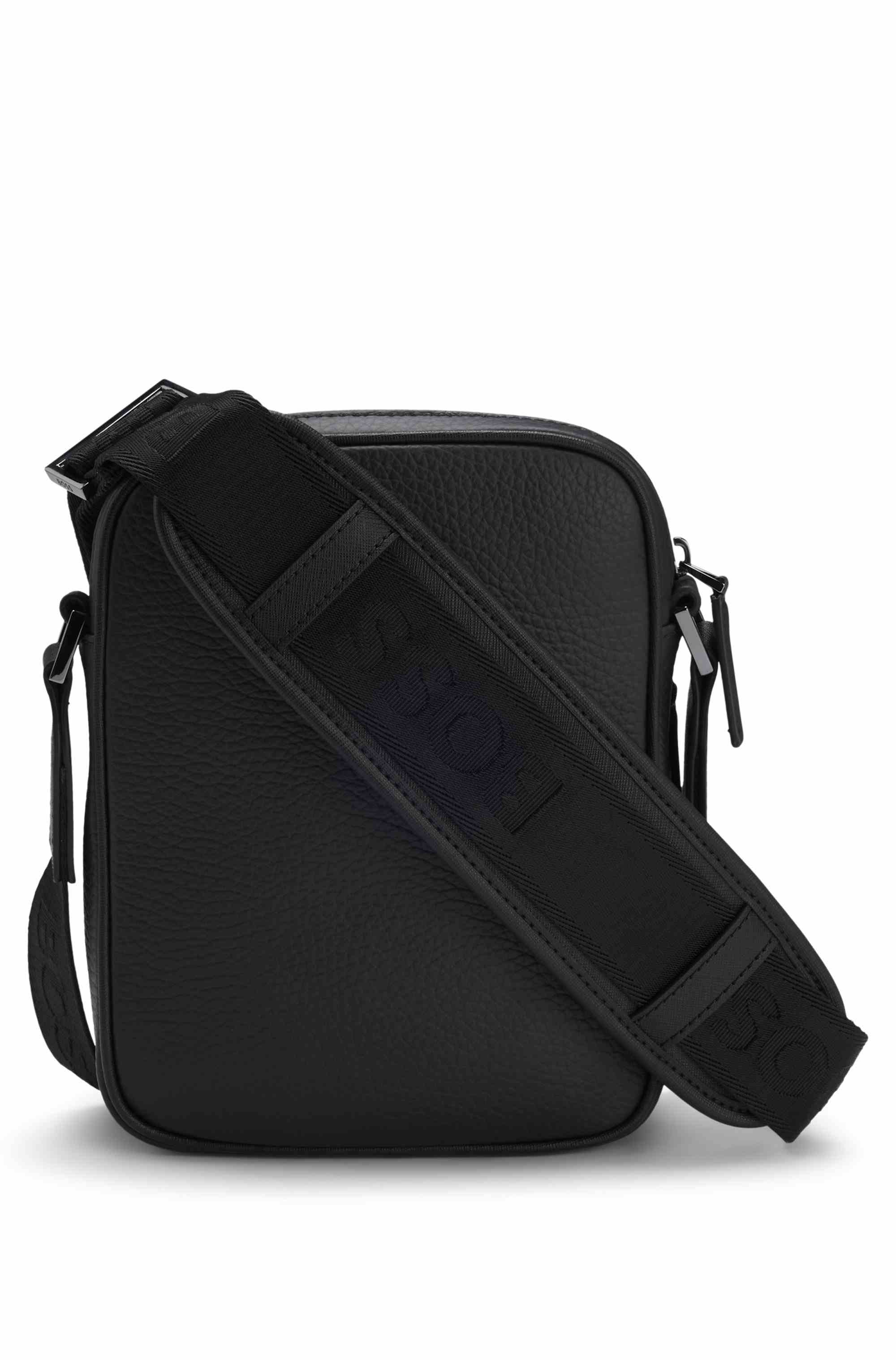 Italian-leather reporter bag with Double B monogram