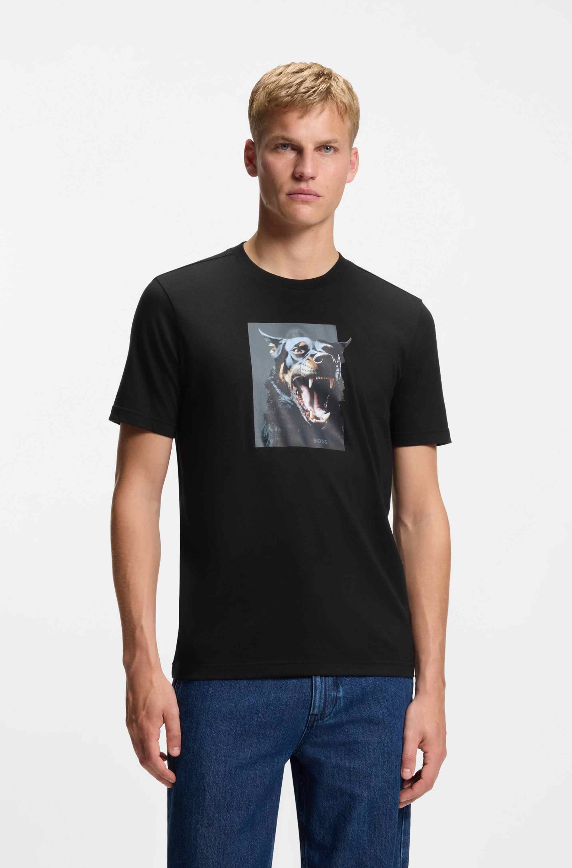 Cotton-jersey T-shirt with animal artwork