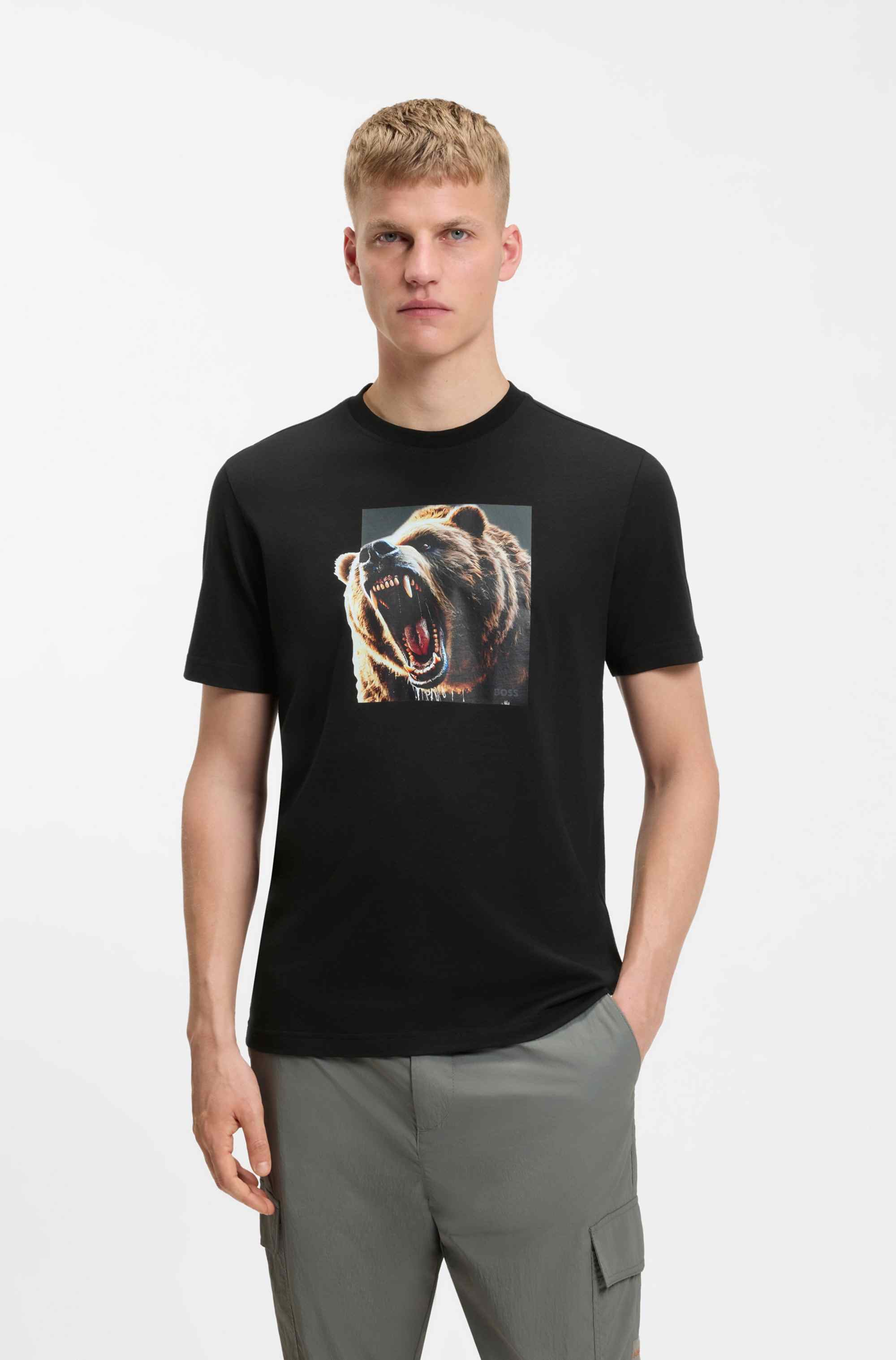 Cotton-jersey T-shirt with animal artwork