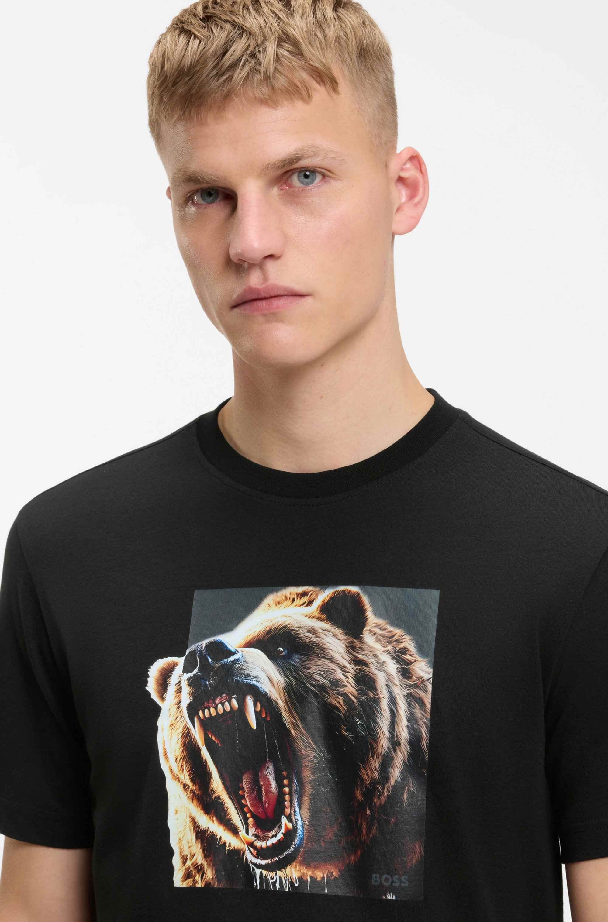 Cotton-jersey T-shirt with animal artwork