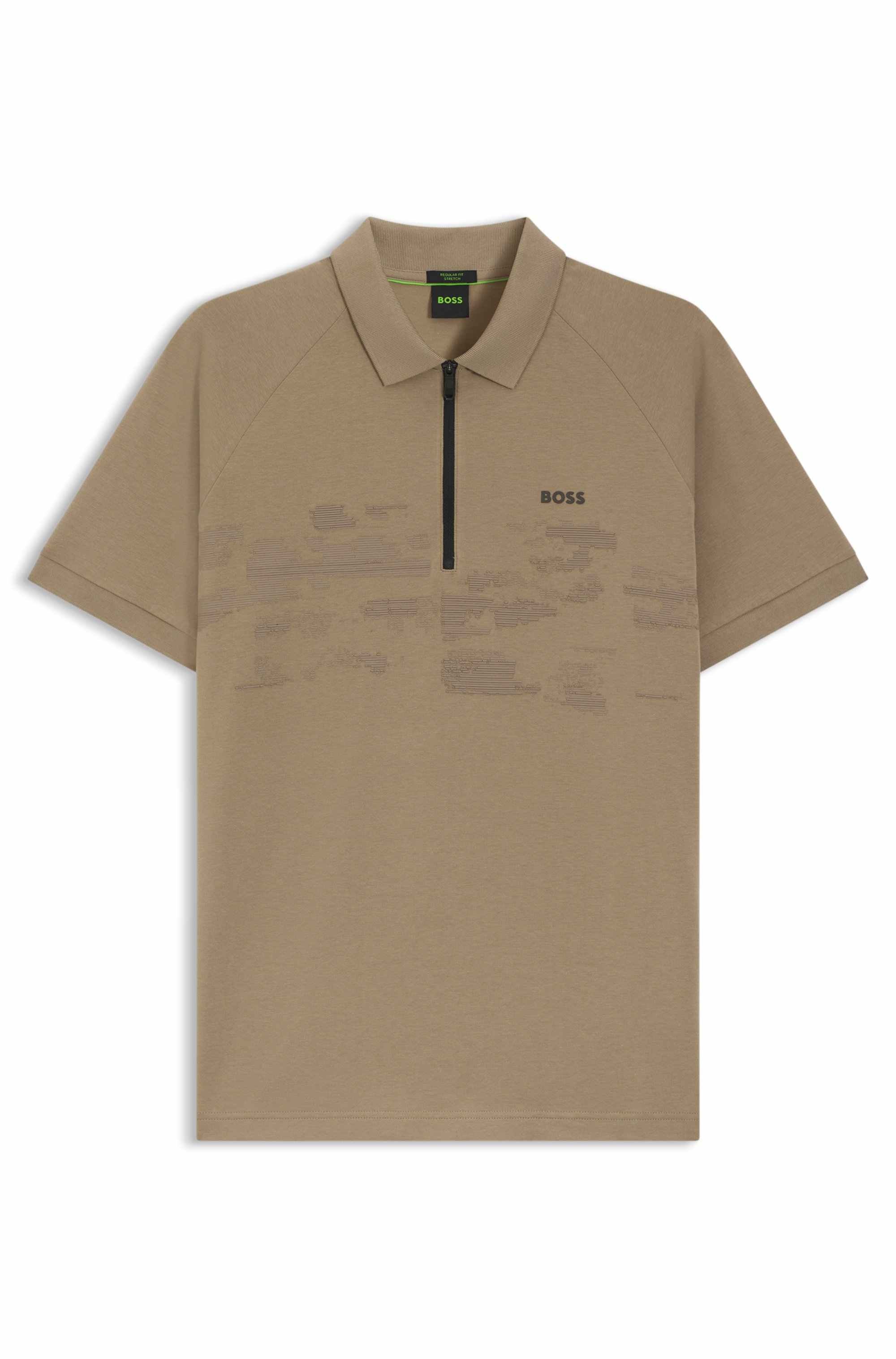 Cotton-blend zipped polo shirt with reflective graphics