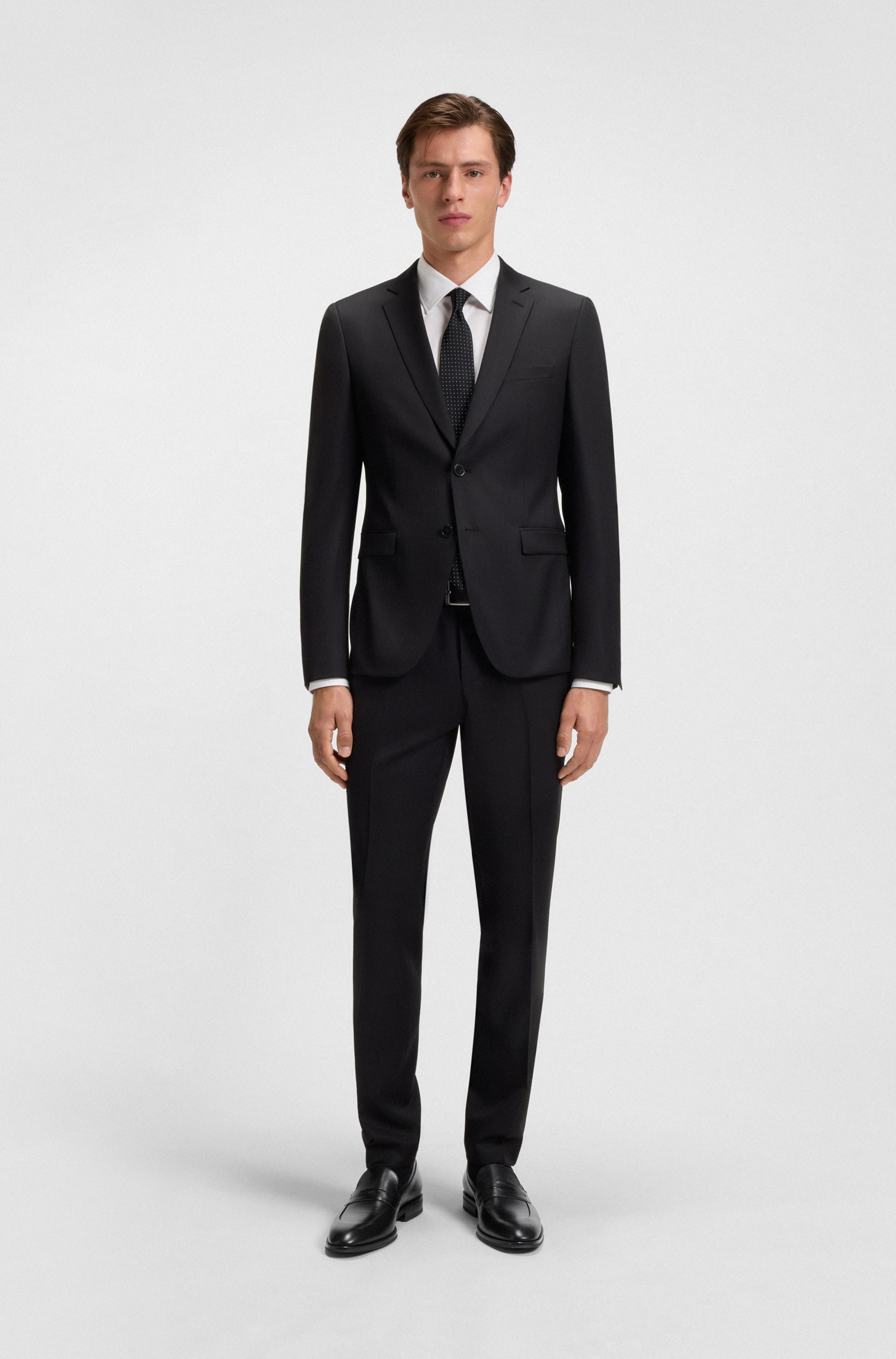 Leather loafers with penny-style trim